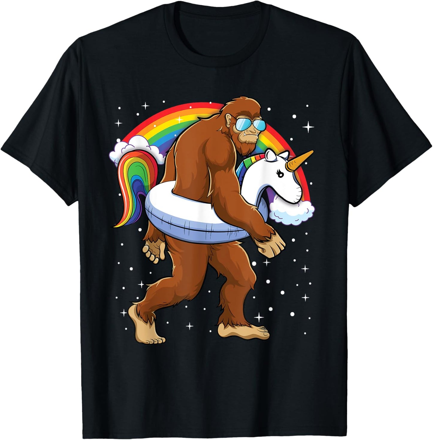 Bigfoot Unicorn Rainbow Shirt Boys Kids Girls Toddlers T-Shirt - T-Shirt | Black