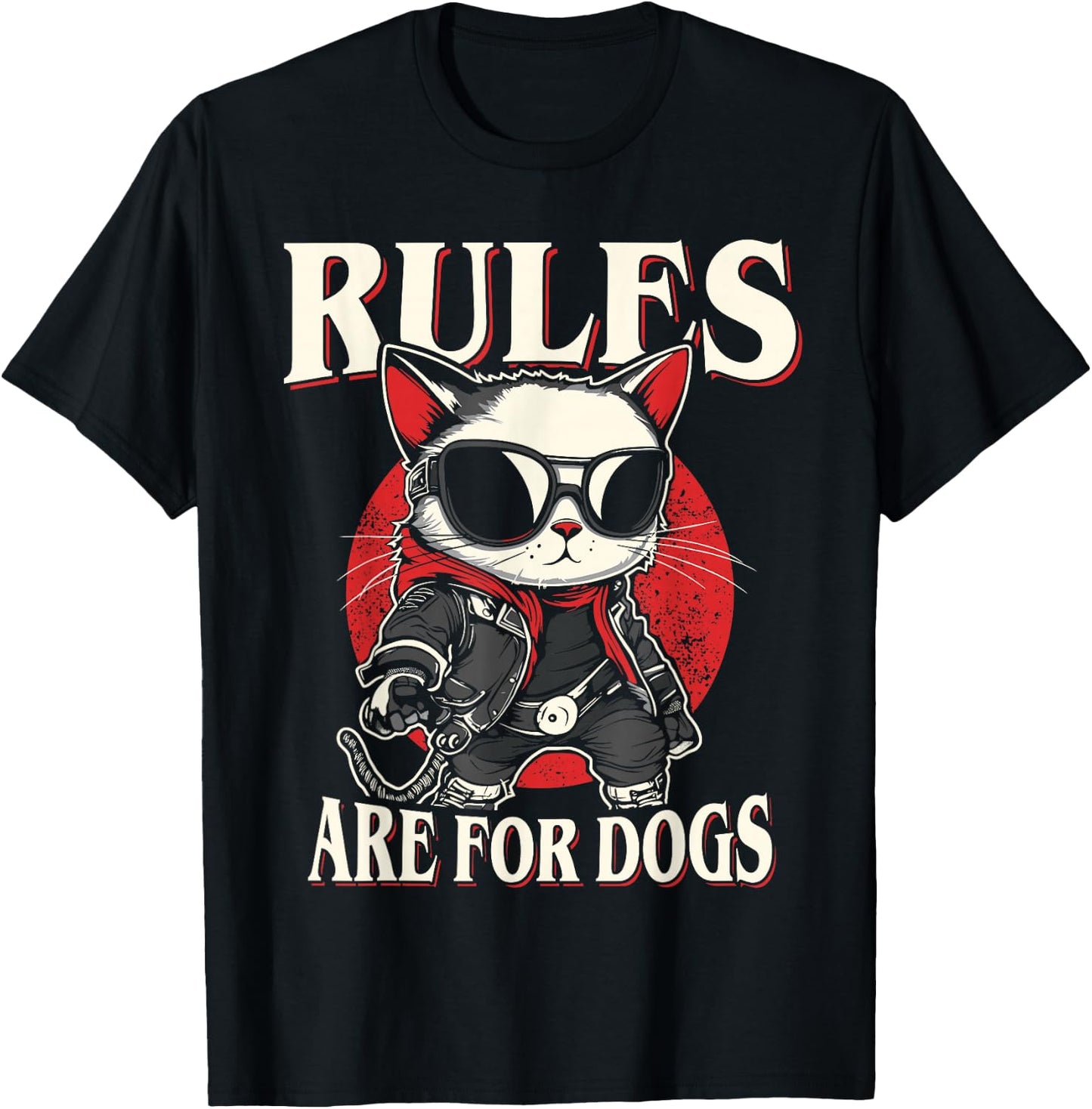 Funny Cat - Rules are for Dogs Men Women Kids T-Shirt - T-Shirt | Black