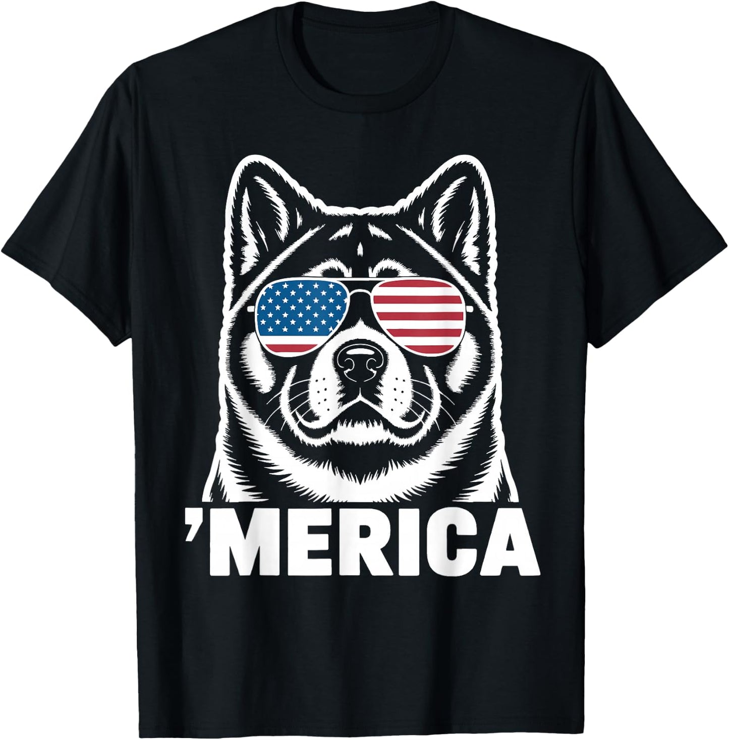 Patriotic USA American Flag 4th of July Akita T-Shirt - T-Shirt | Black