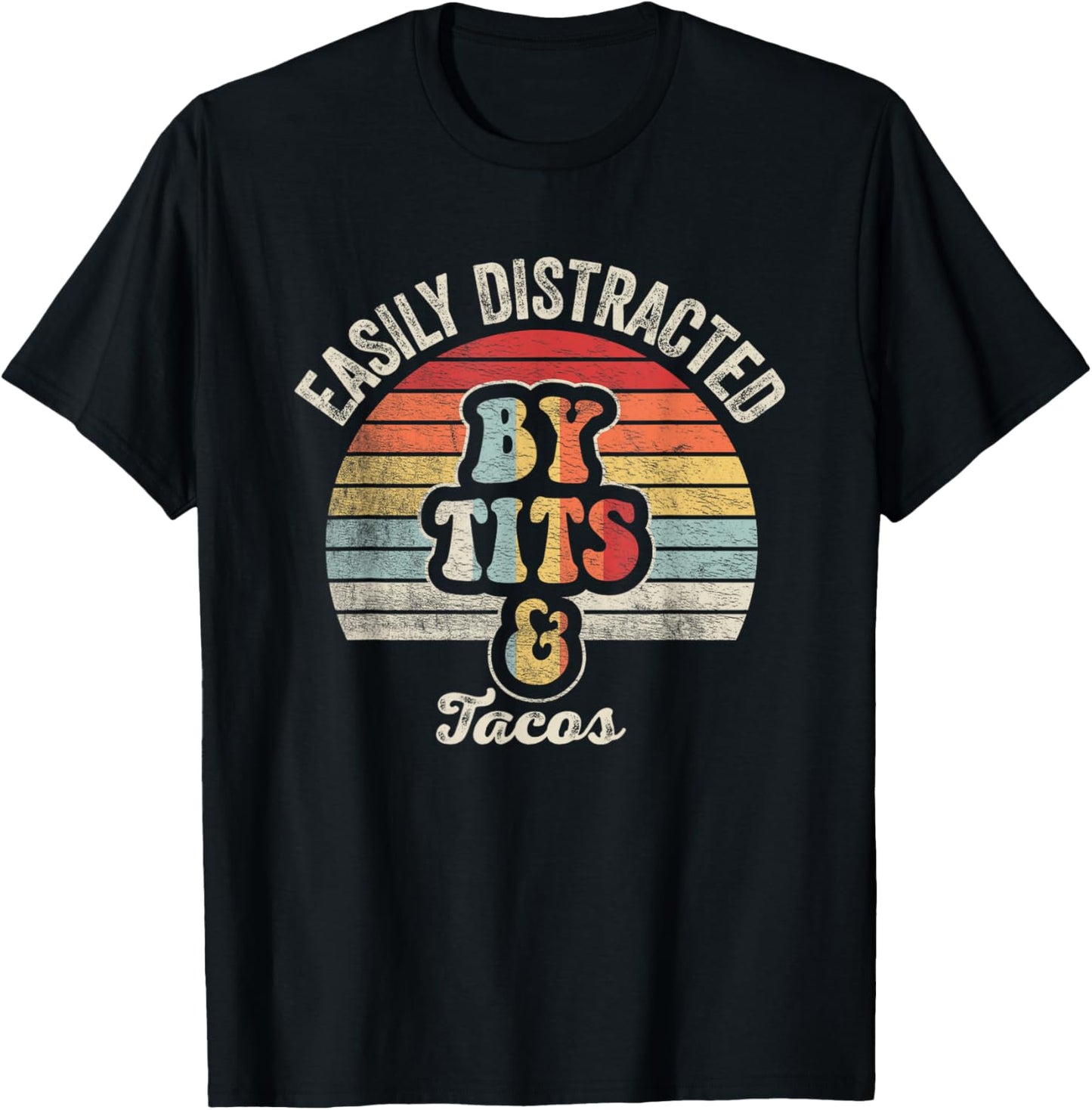 Easily Distracted By Tits & Tacos Funny Bird Watching T-Shirt - T-Shirt | Black