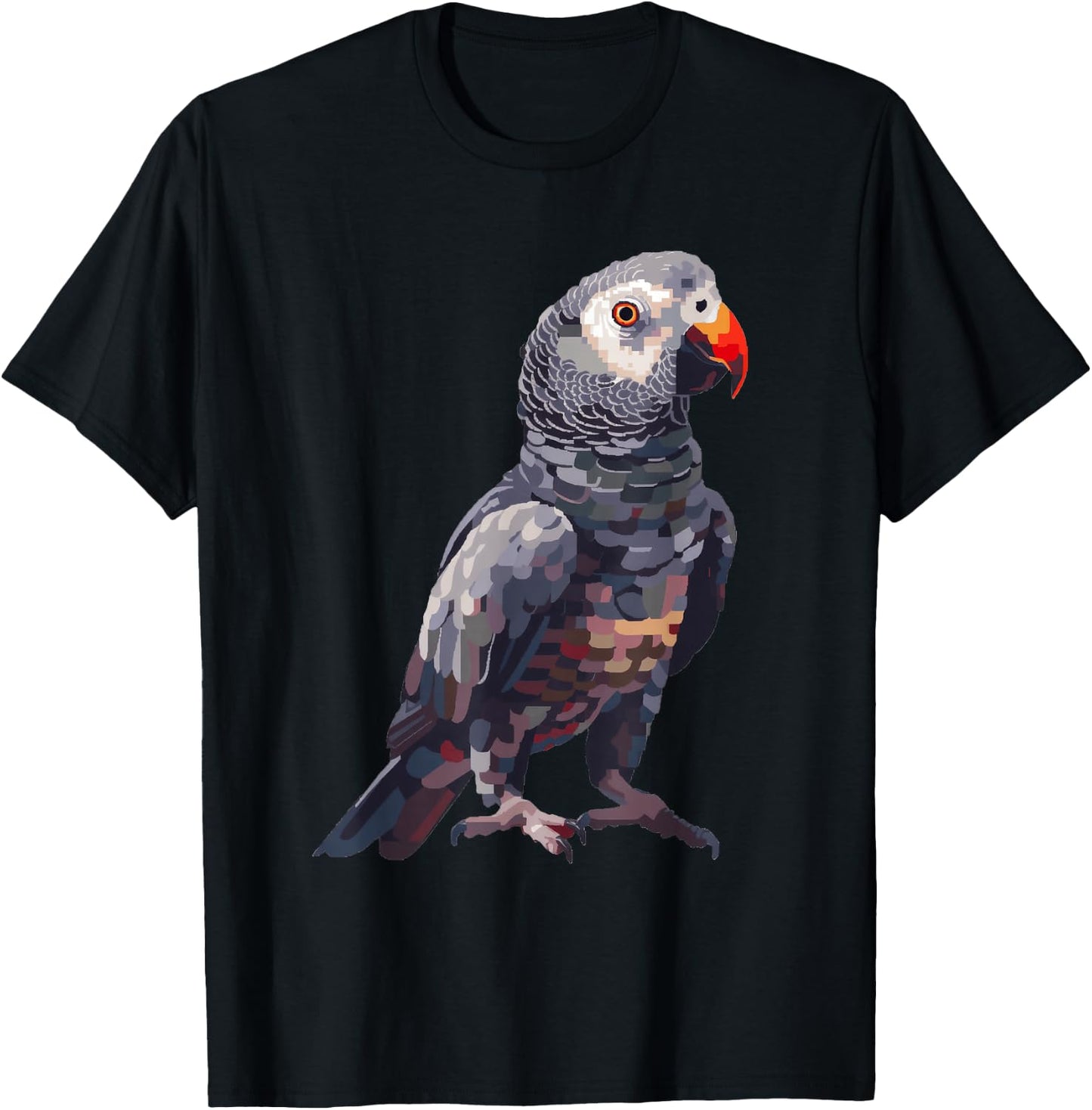 Timneh African Grey Pixel Art T-Shirt - T-Shirt | Black