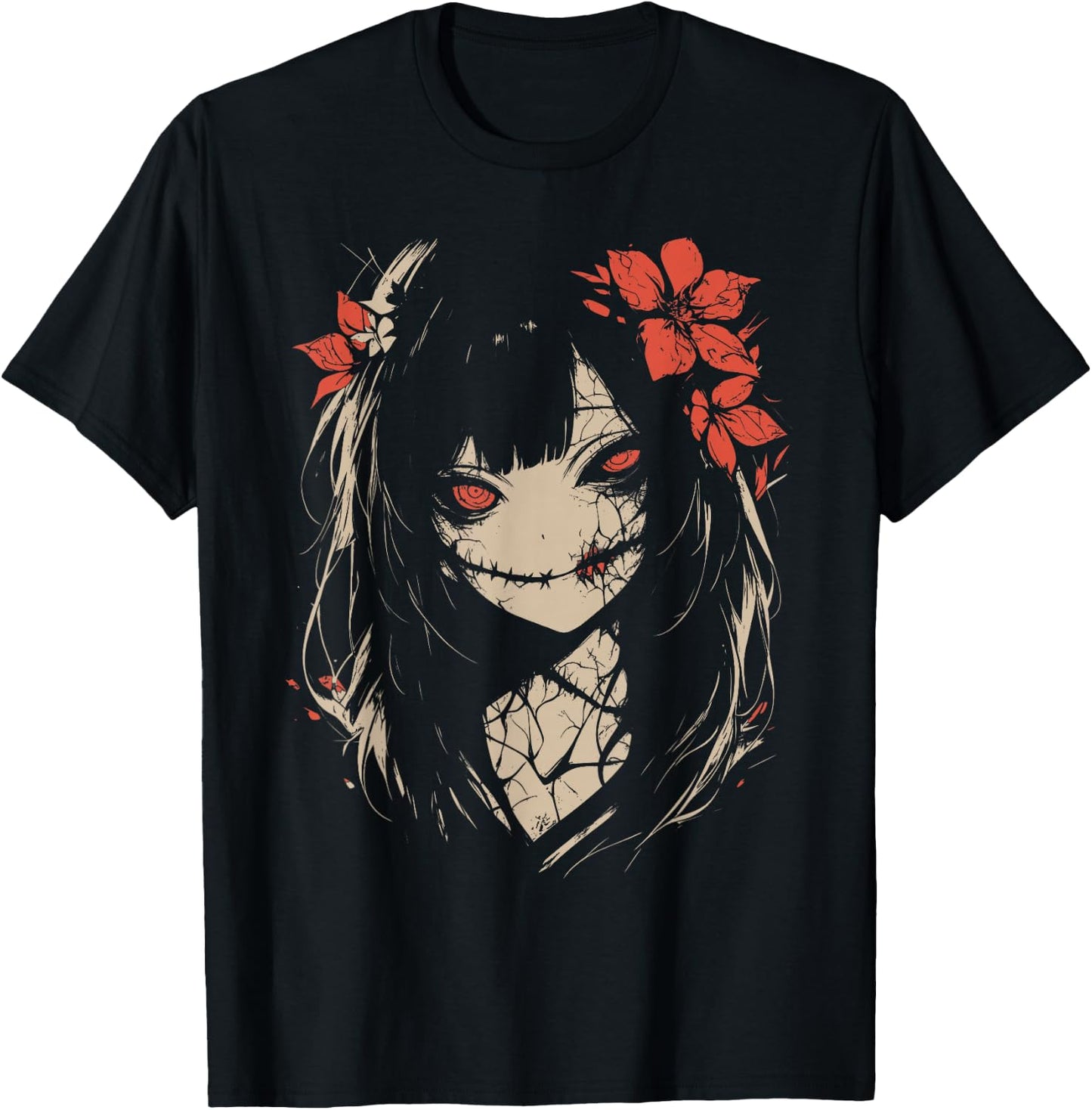Horror Anime Manga | Japan Japanese Creepy Kawaii Goth , black T-Shirt - T-Shirt | Black