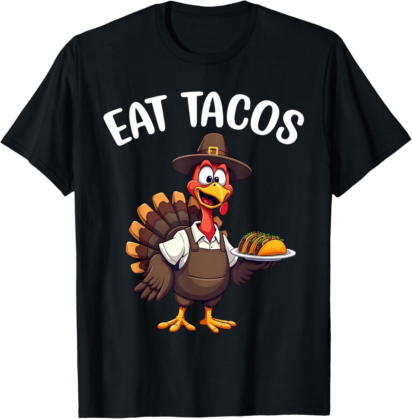 Funny Thanksgiving Turkey Eat Tacos Mexican Thanksgiving T-Shirt - T-Shirt | Black