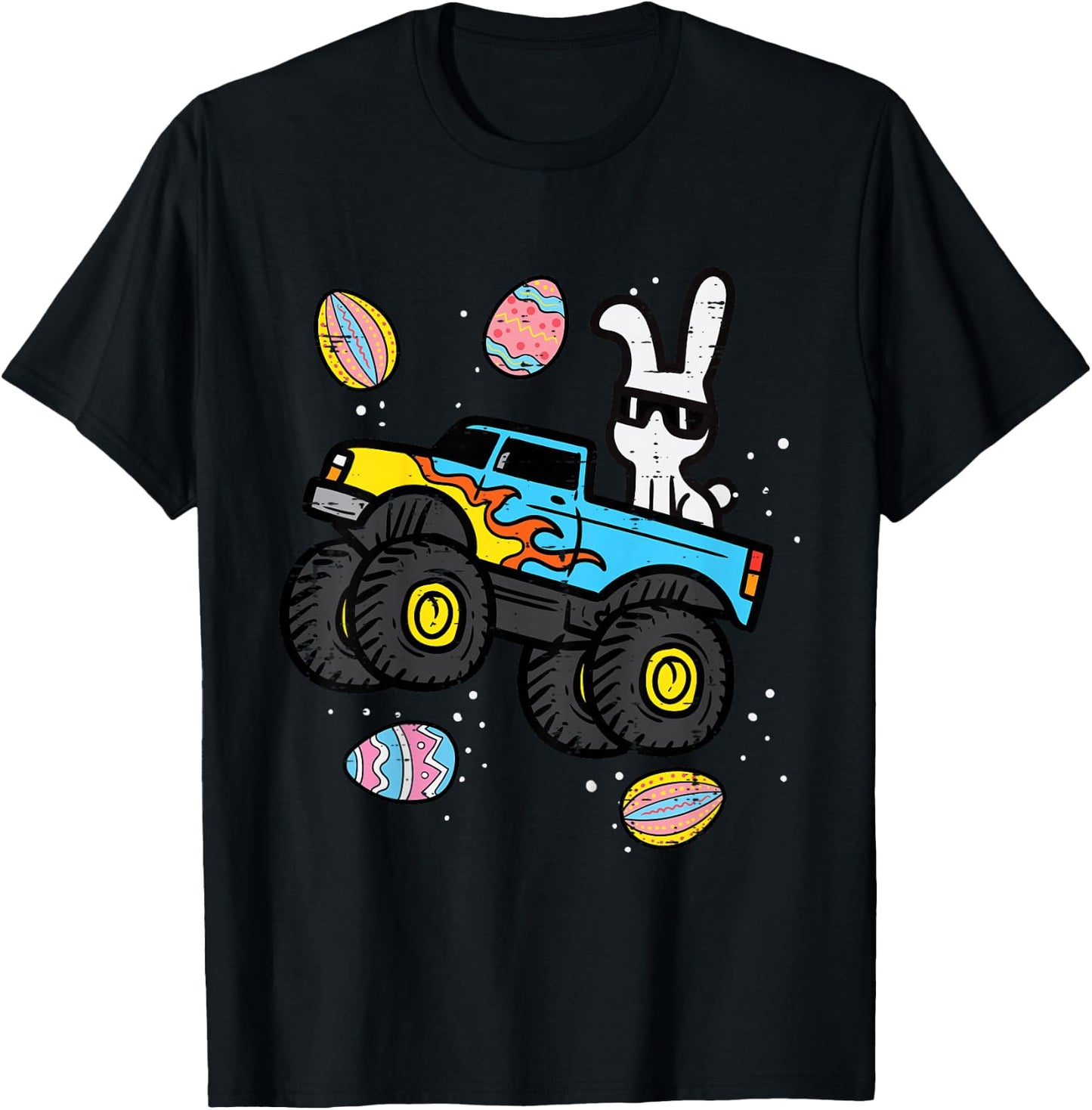 Kids Bunny Monster Truck Easter Eggs Cool Boys Kids Toddler Youth T-Shirt - T-Shirt | Black