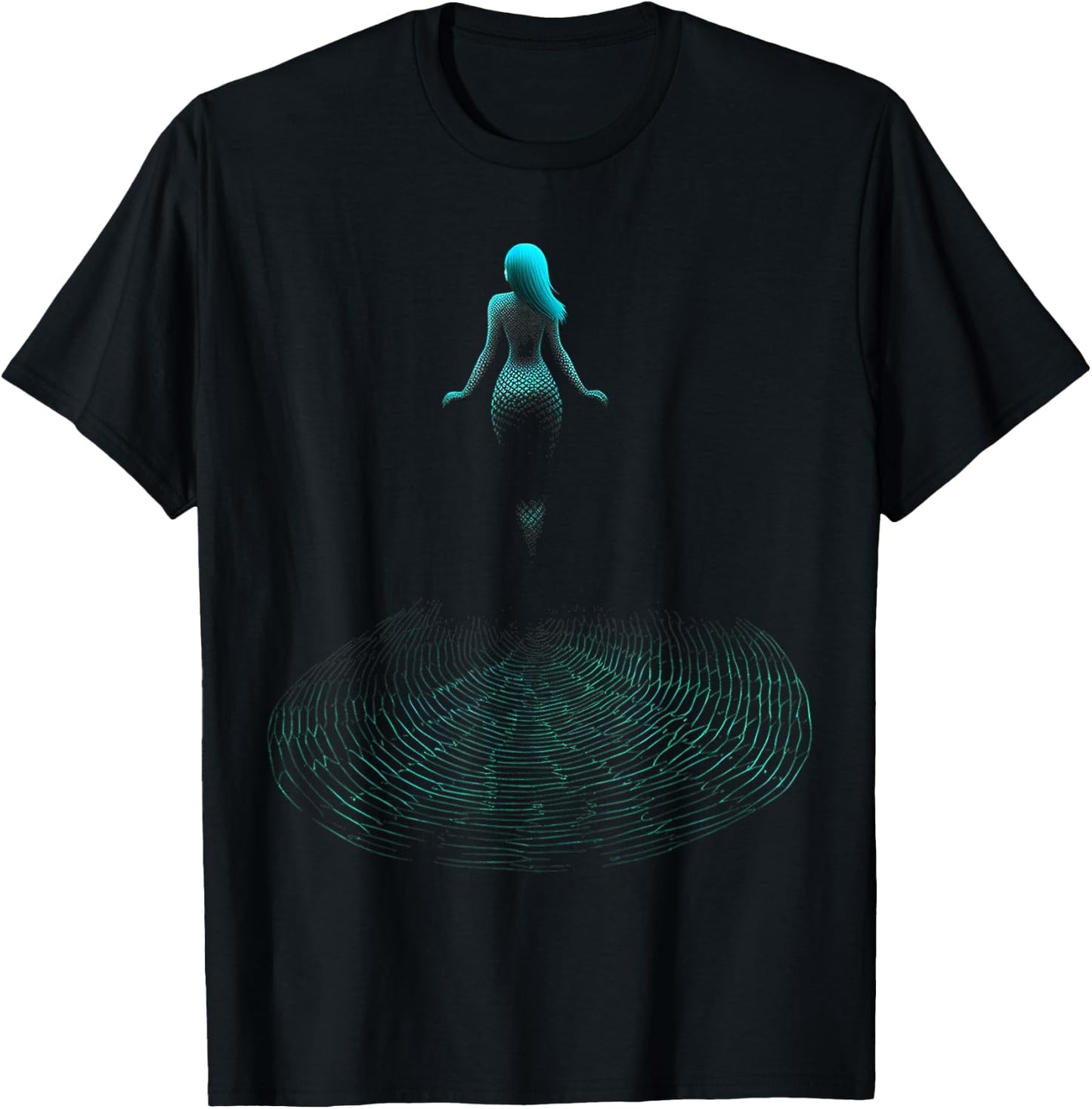 Mermaid Pixel Women Abstract Art Mermaid T-Shirt - T-Shirt | Black