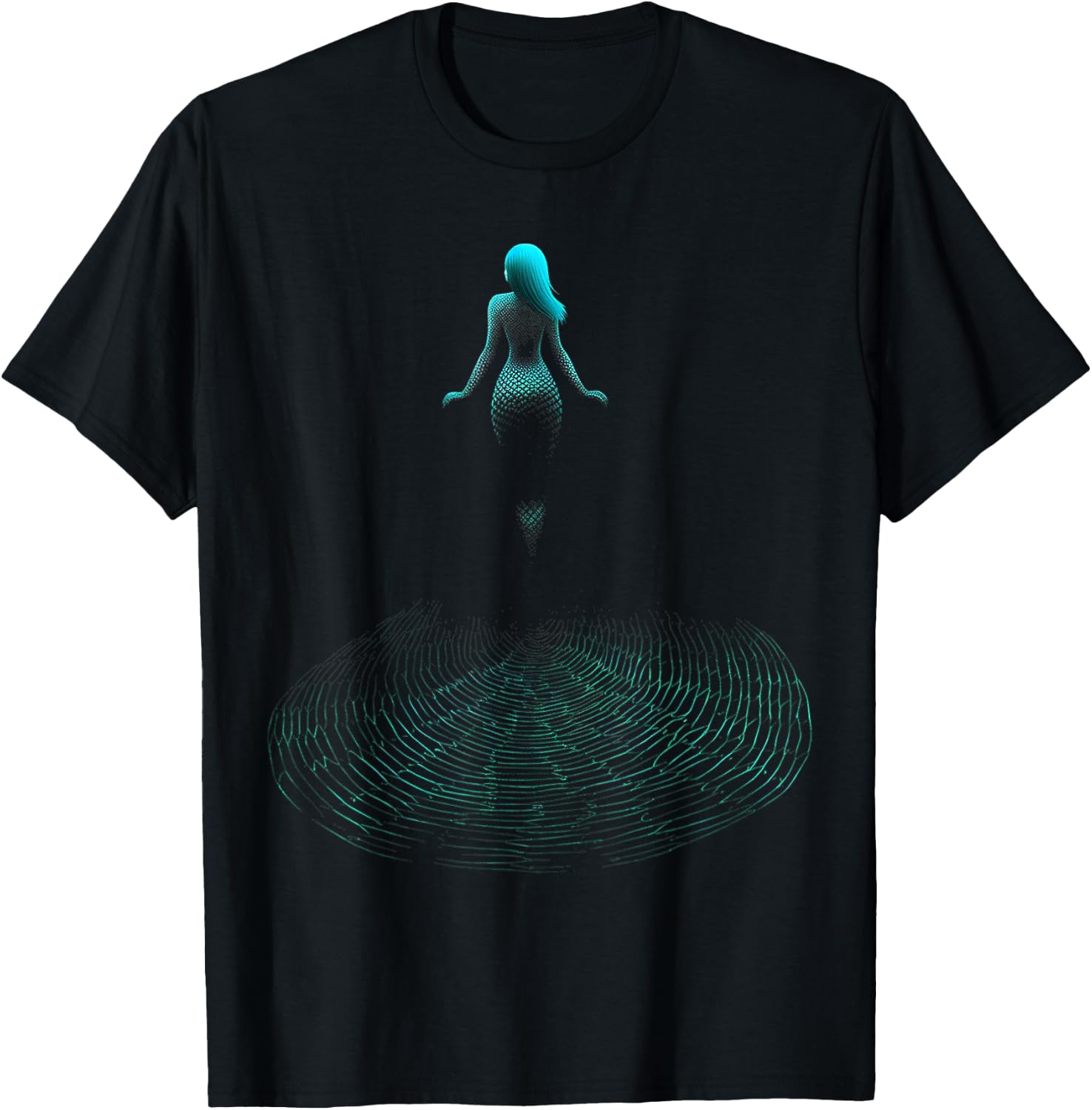 Mermaid Pixel Women Abstract Art Mermaid T-Shirt - T-Shirt | Black