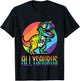 Kids Rainbow Dino Trex Allysaurus LGBTQ Gay Pride Ally Boys Kids T-Shirt - T-Shirt | Black
