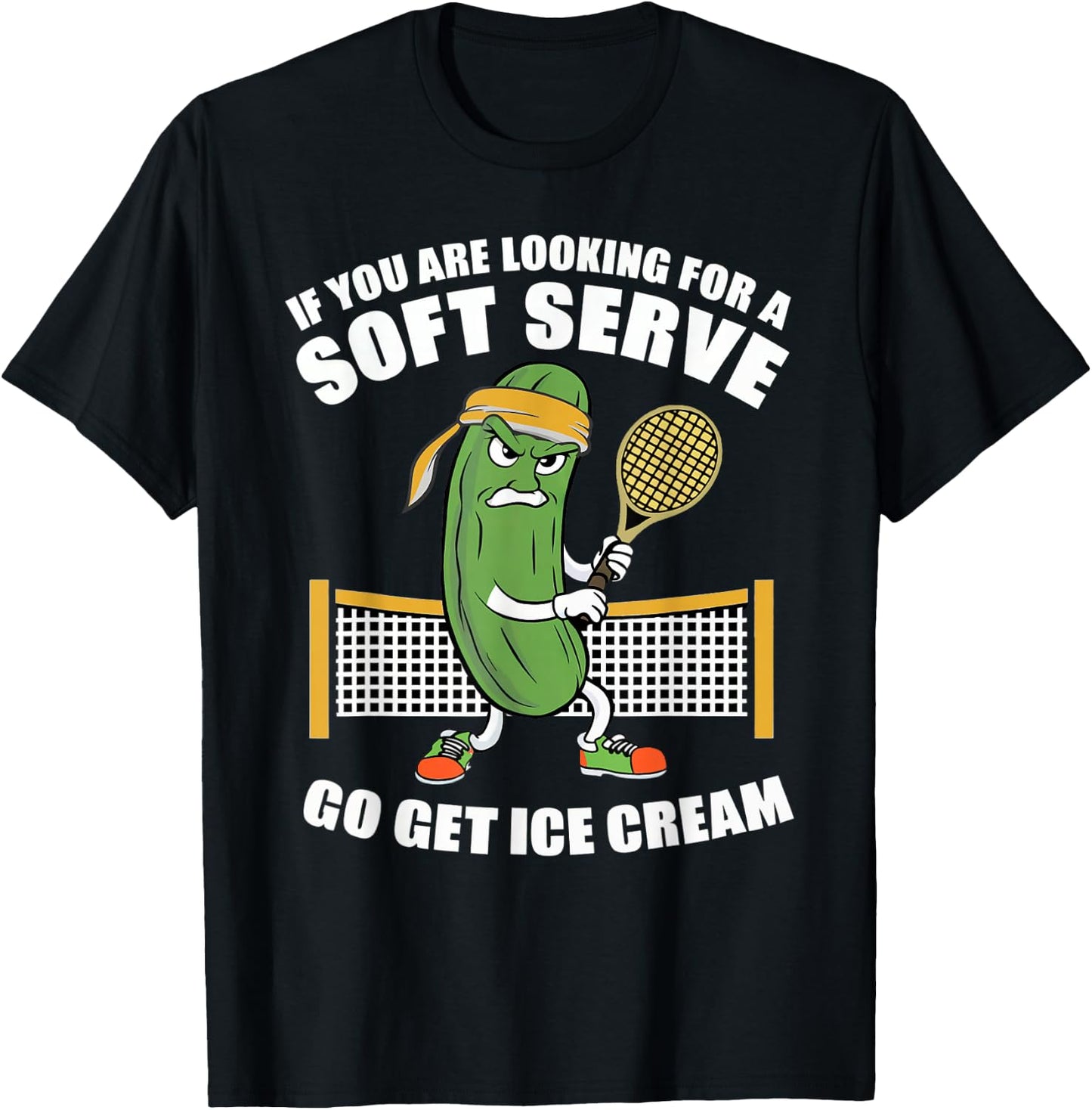Funny Pickleball Playing Pickle Tennis Soft Serve Ice Cream T-Shirt - T-Shirt | Black
