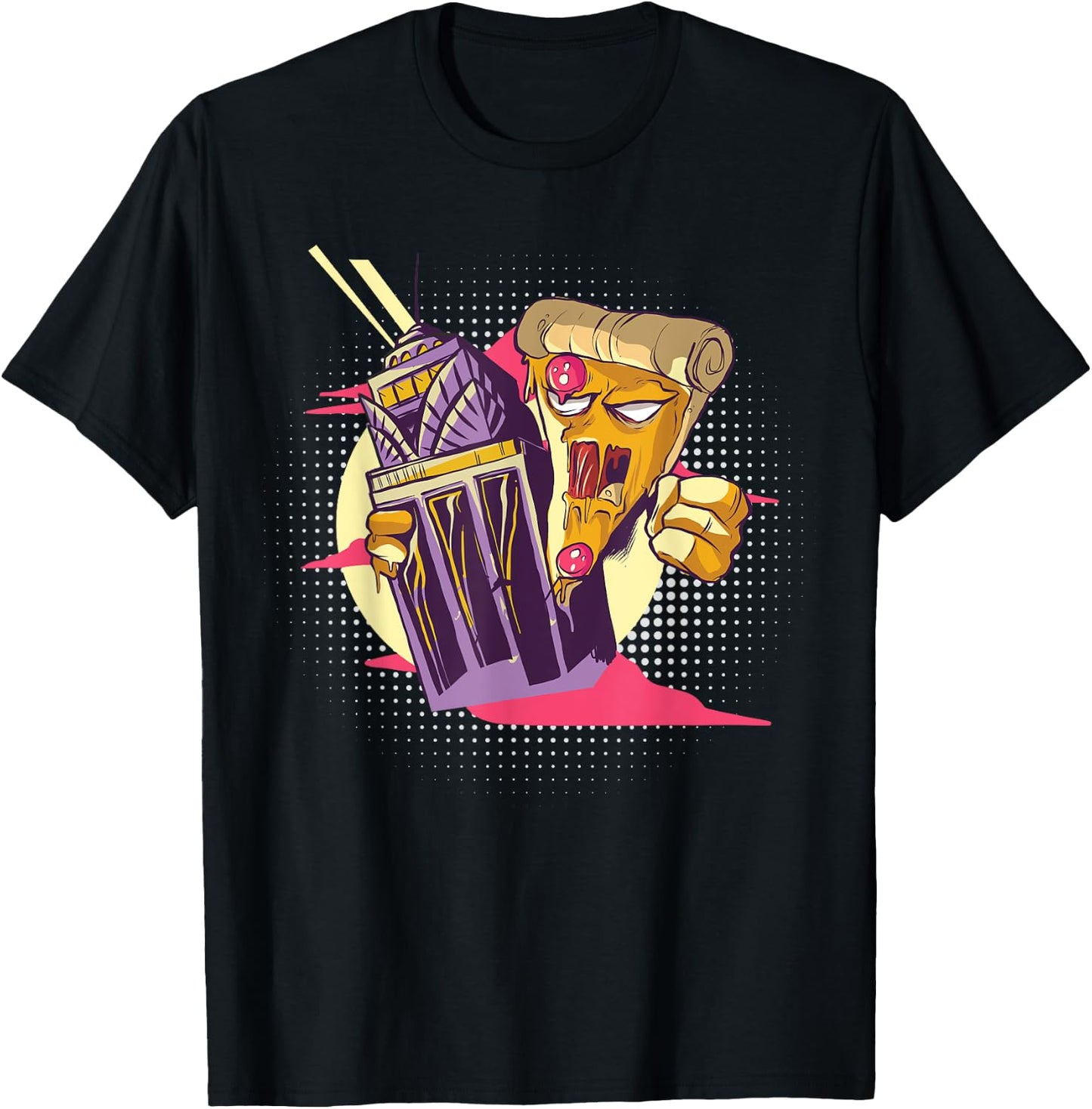 Pizzazilla Monster Pizza Eating Pizza T-Shirt - T-Shirt | Black