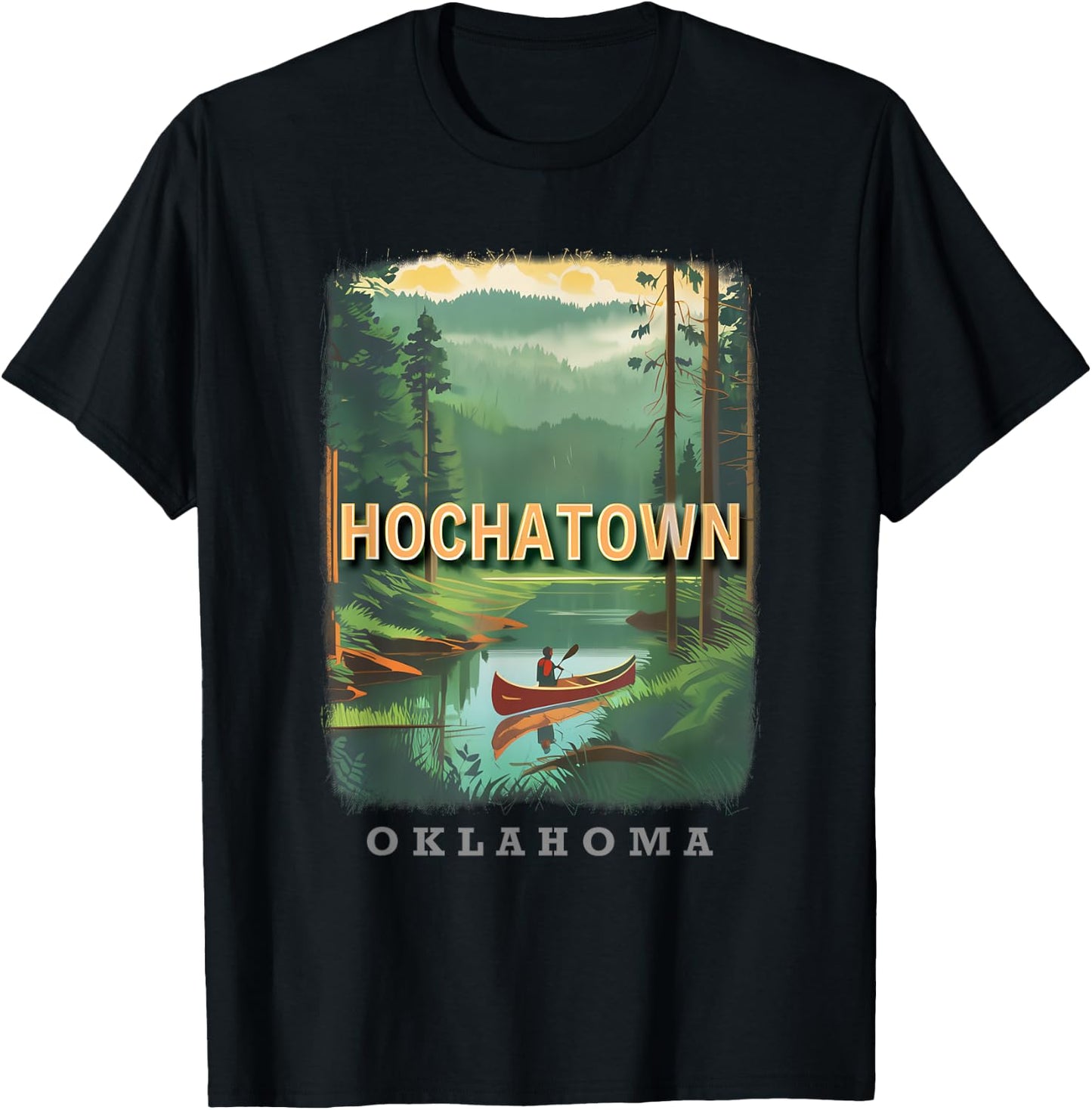 Hochatown Oklahoma OK Serene Beavers Bend SD277 T-Shirt - T-Shirt | Black