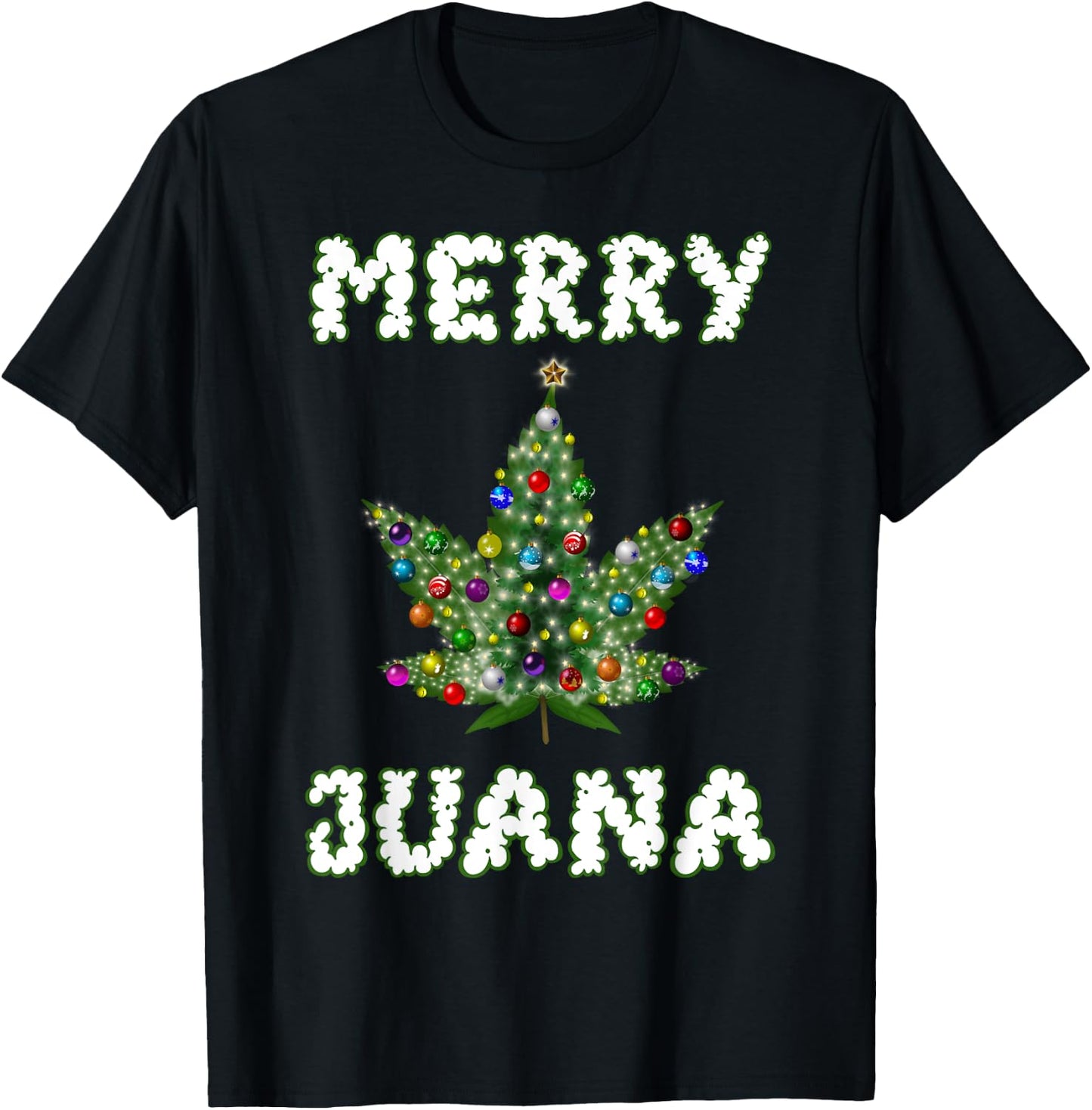 Marijuana Christmas Tree Pot Weed Leaf THC Gift T-Shirt - T-Shirt | Black