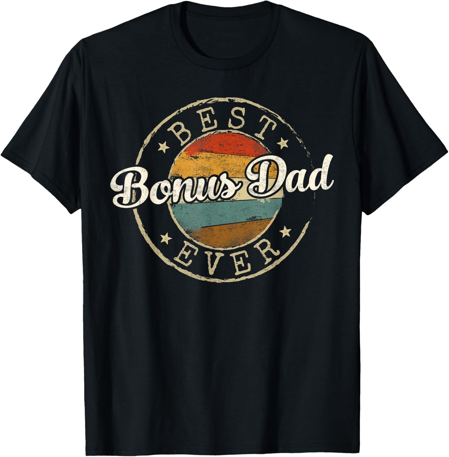 Best Bonus Dad Ever Vintage Stamp Fathers Day Dad to Be T-Shirt - T-Shirt | Black