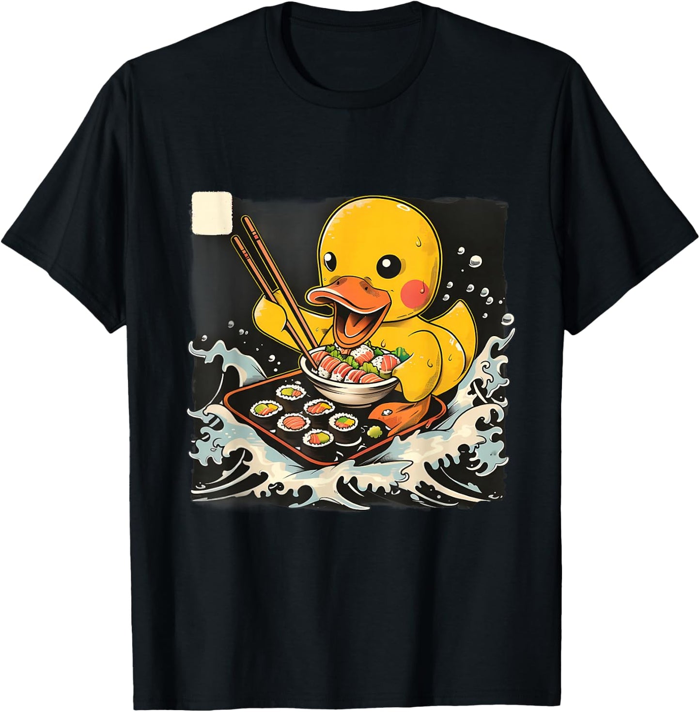 Rubber Duck Sushi Lover Rubber Duckling Ocean Great Wave T-Shirt - T-Shirt | Black