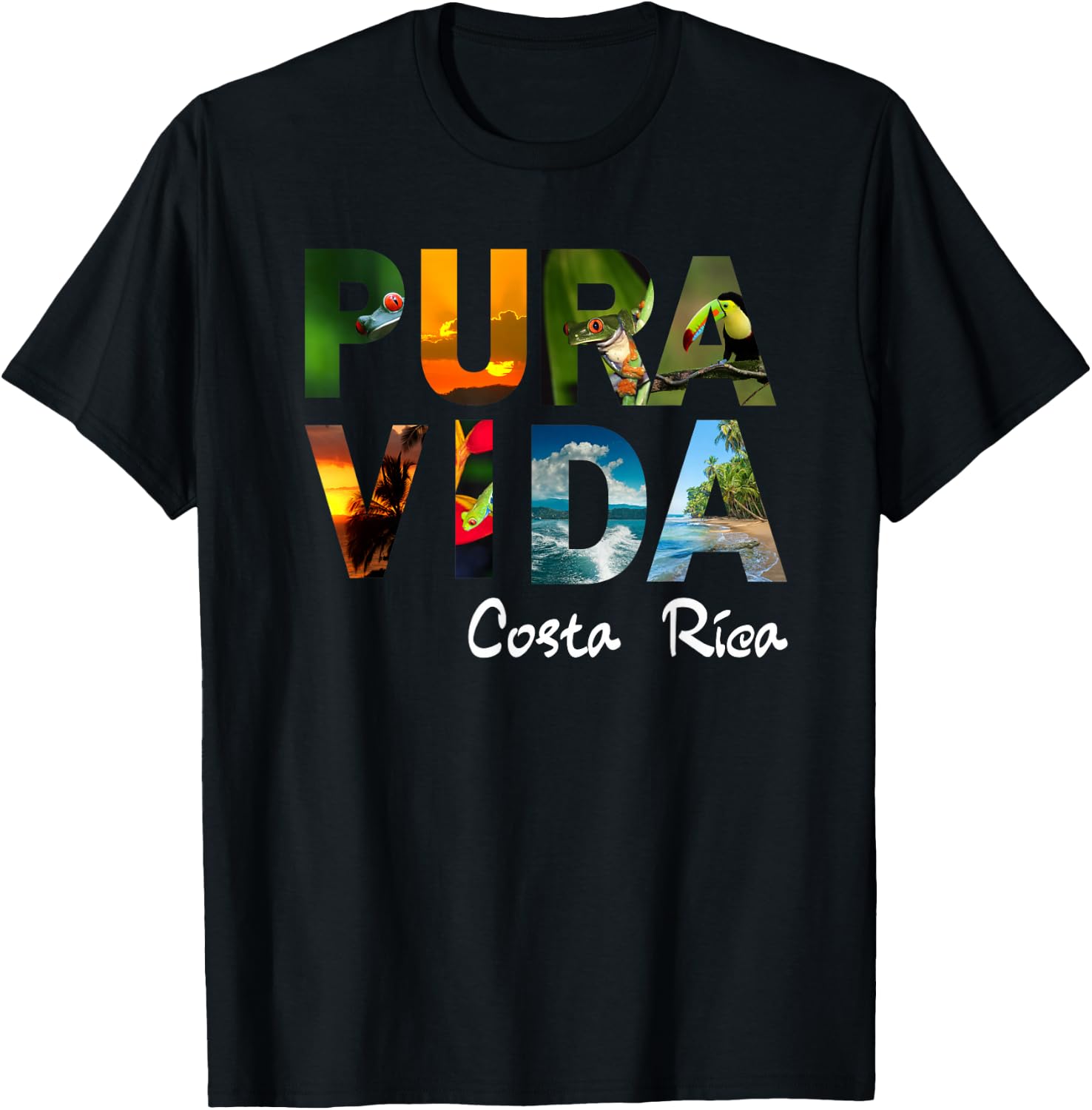 Pura Vida Costa Rica Men Women Kids Friend Gift Souvenir T-Shirt - T-Shirt | Black
