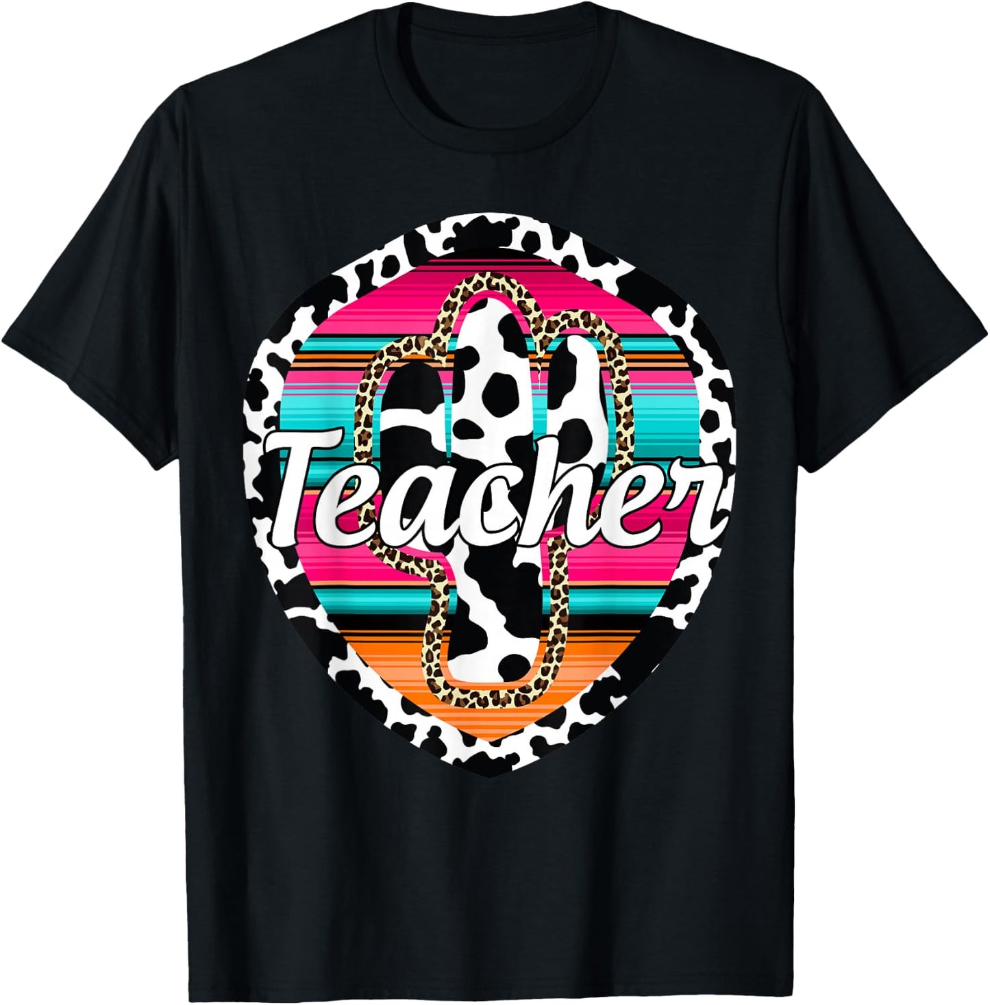 Teacher Serape Cactus Dessert Western Relashionship T-Shirt - T-Shirt | Black