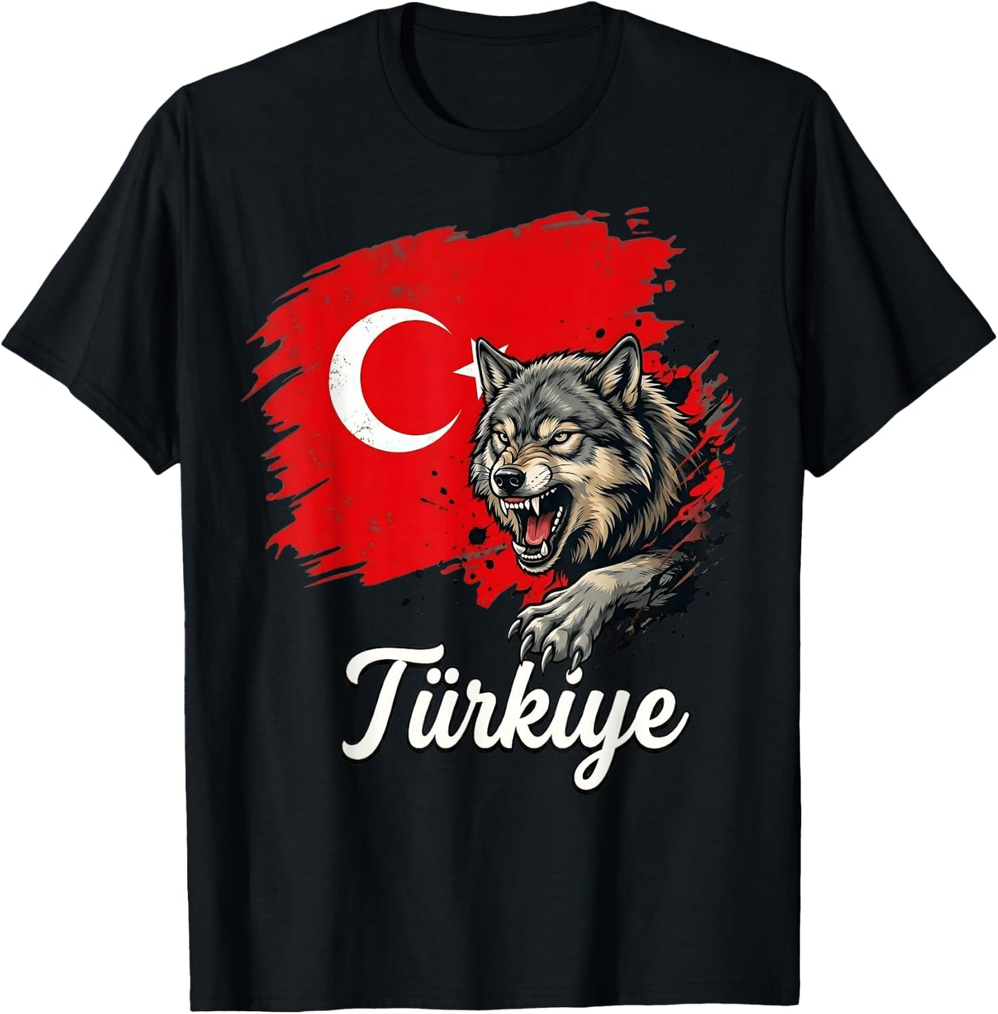 Fierce Wolf Türkiye Flagge Patriot Türkei T-Shirt - T-Shirt | Black