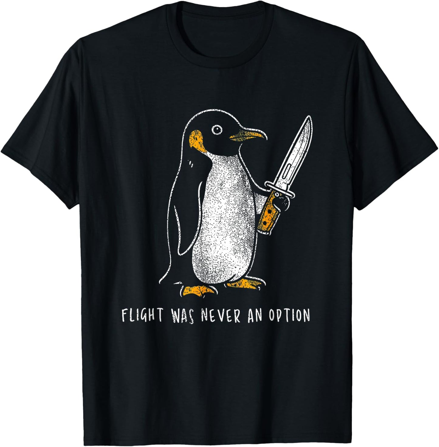 Penguin Flight was Never an Option Funny Dark Humor T-Shirt - T-Shirt | Black