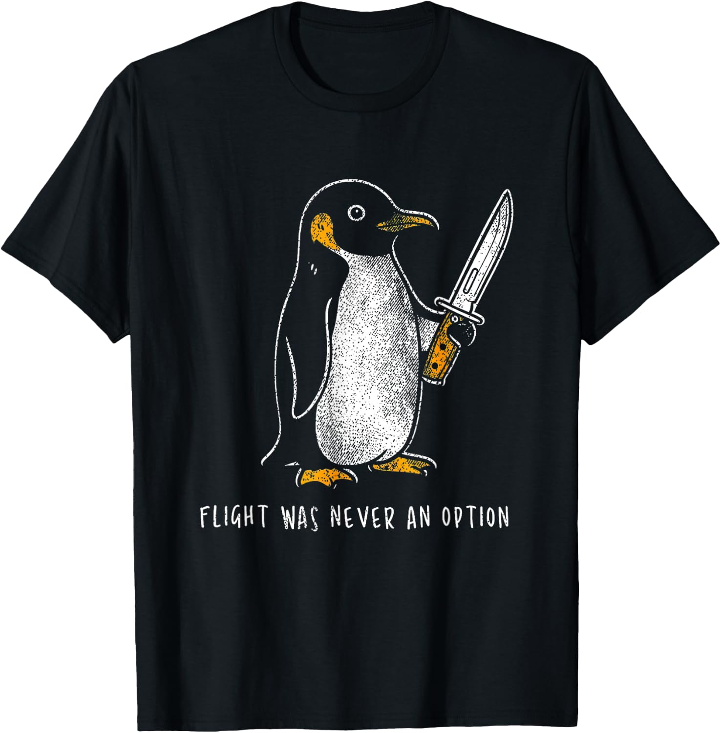 Penguin Flight was Never an Option Funny Dark Humor T-Shirt - T-Shirt | Black