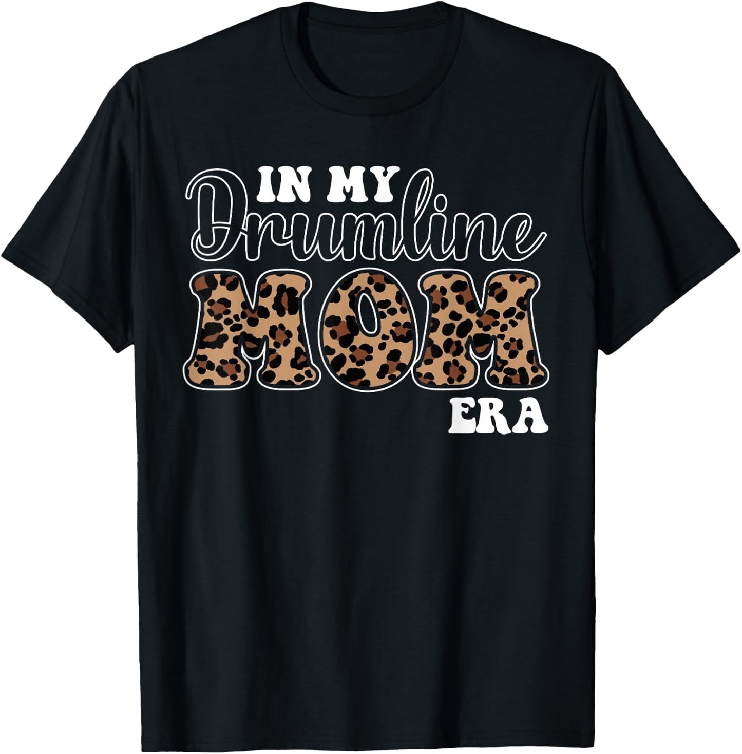 In My Drumline Mom Era Leopard Print Groovy Brass Band T-Shirt - T-Shirt | Black
