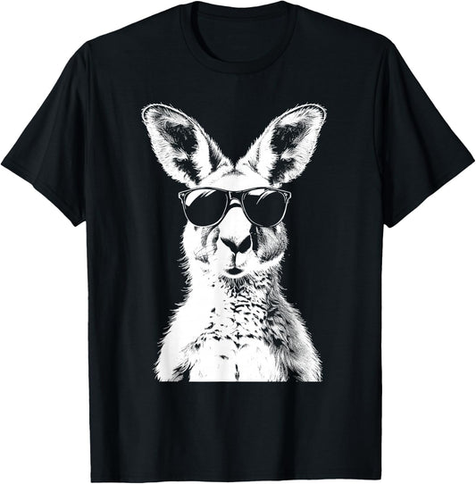 Kangaroo Wearing Sunglasses Funny Animal Australia , black T-Shirt - T-Shirt | Black