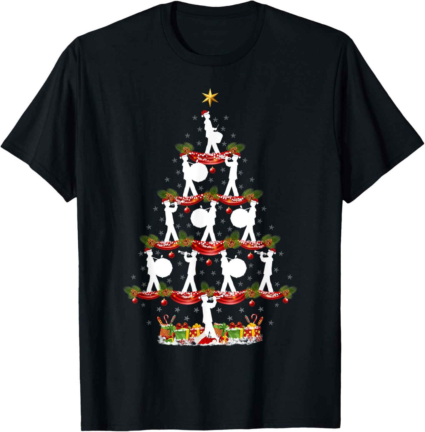Funny Xmas Lighting Marching Band Christmas Tree T-Shirt - T-Shirt | Black