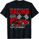 Racing Into Preschool Race Car School Kids Checker Flag Boys T-Shirt - T-Shirt | Black