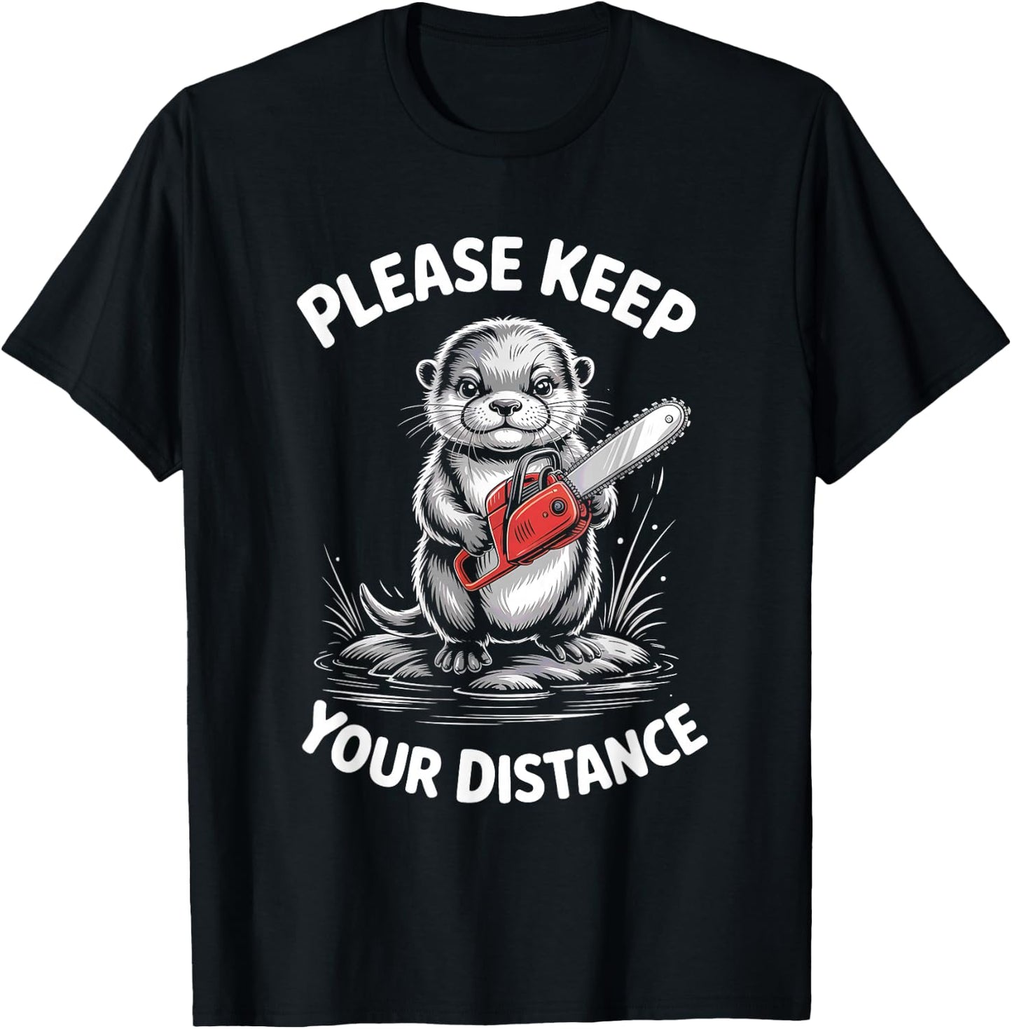 Otter Please Keep your distance Antisocial T-Shirt - T-Shirt | Black