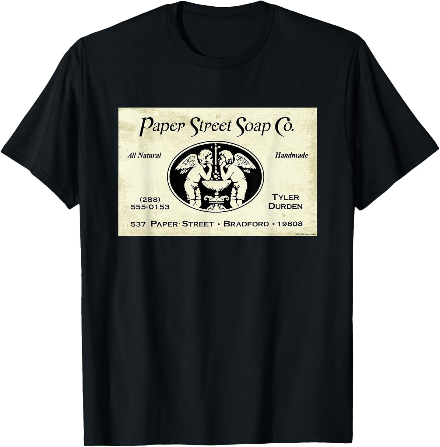 Fight Club Movie Official Paper Street Soap Co. Tyler Durden , Black, S T-Shirt - T-Shirt | Black
