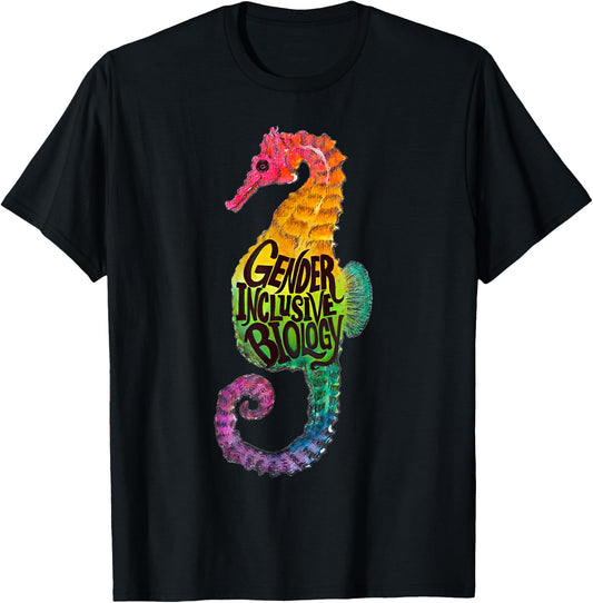 Rainbow Seahorse Dad Gay Pride Month LGBTQ Fathers Day T-Shirt - T-Shirt | Black
