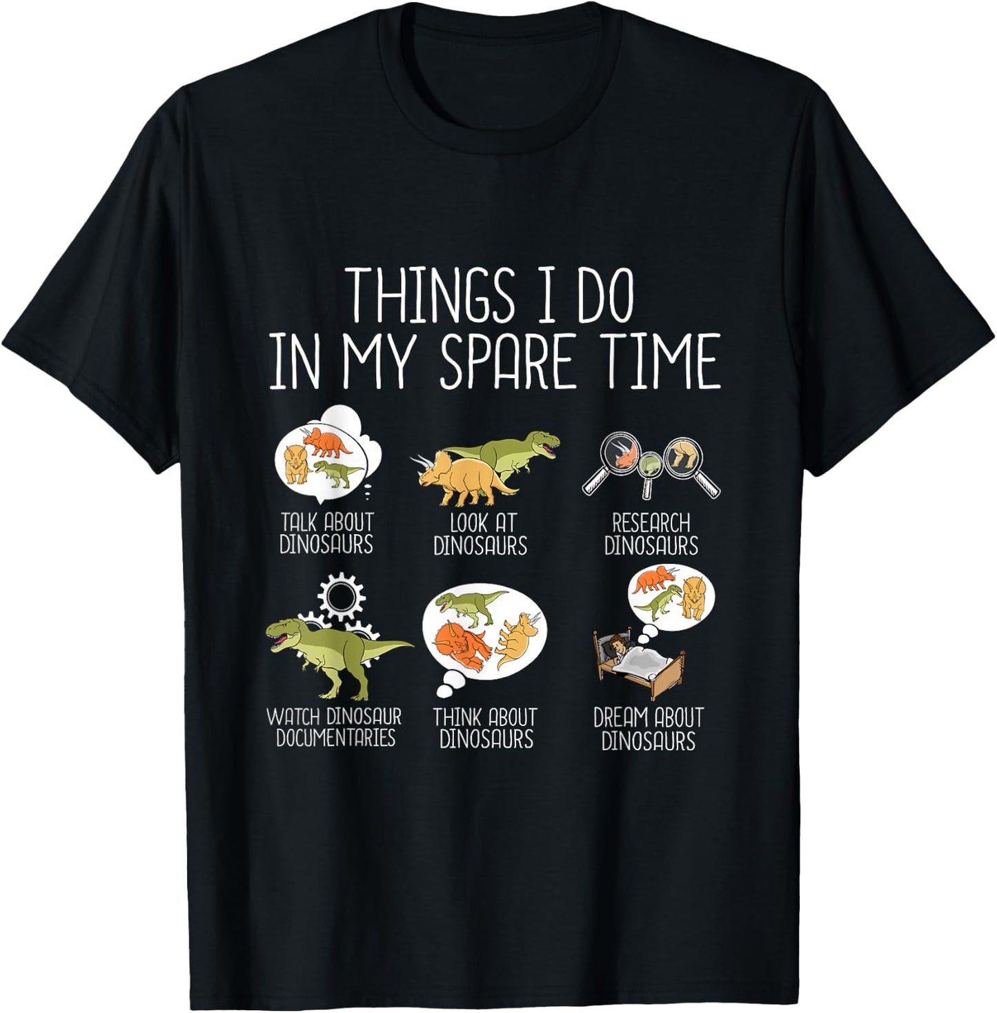 Dinosaur Lover Kids Triceratops T Rex Dinosaur T-Shirt - T-Shirt | Black