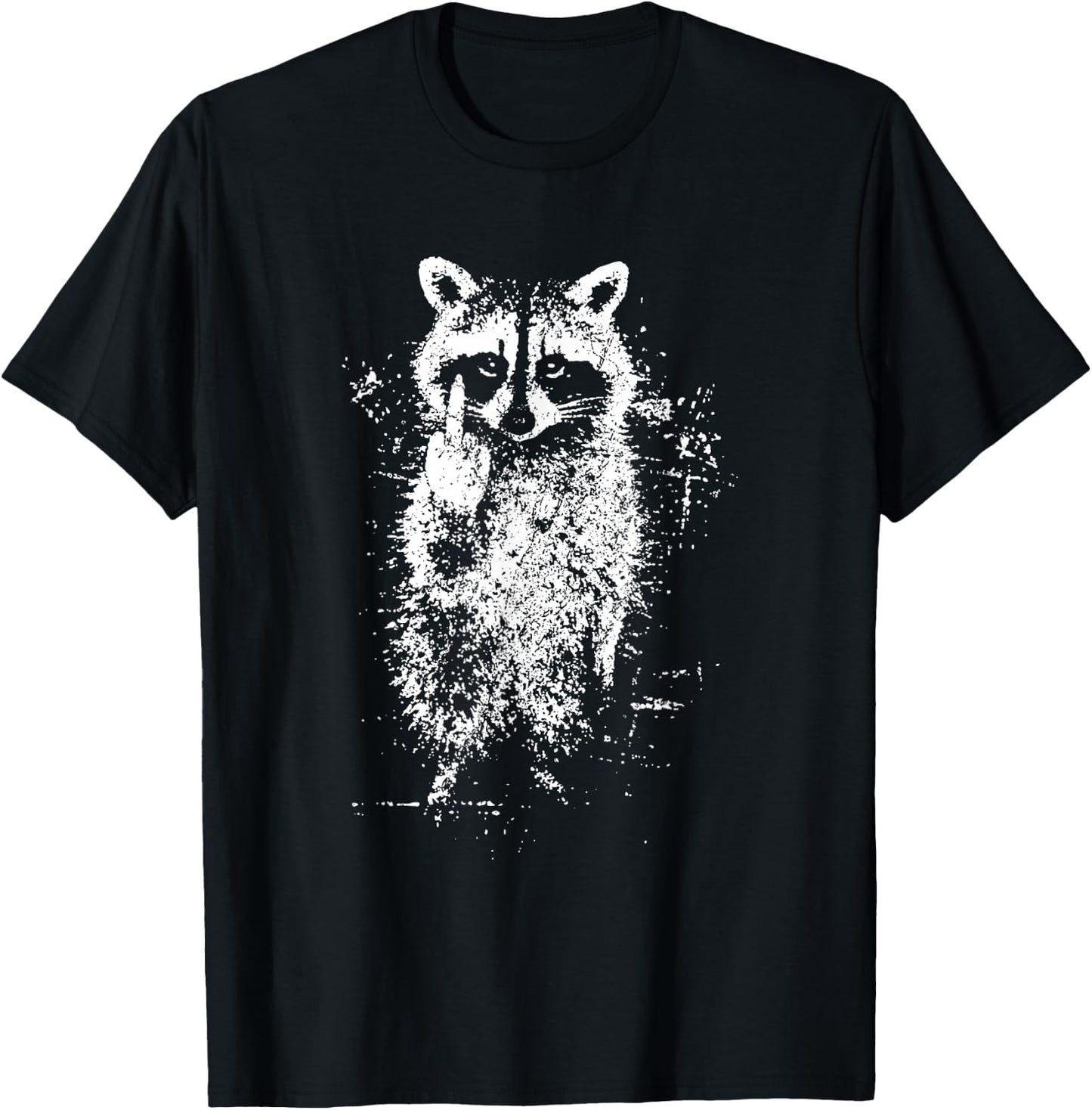 Funny Raccoon Middle Finger - Funny Sarcasm Raccoon T-Shirt - T-Shirt | Black