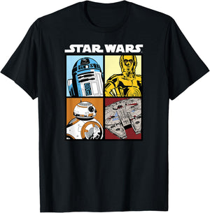 Star Wars Droids and Ships White , black T-Shirt - T-Shirt | Black