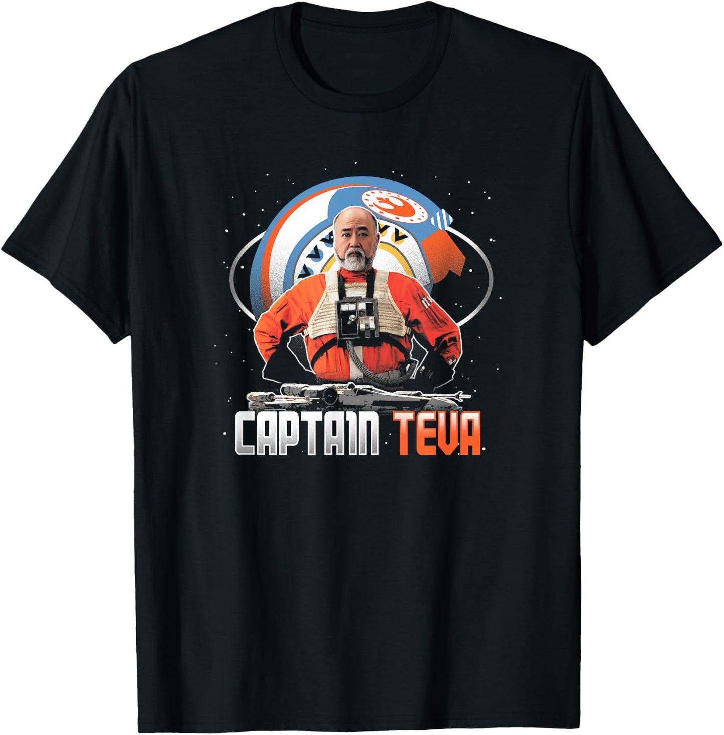 Star Wars: The Mandalorian Captain Teva Retro Space Poster T-Shirt - T-Shirt | Black