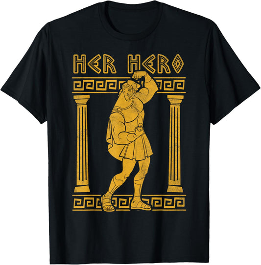 Disney Hercules Valentine's Day Hercules Her Hero Greek Pose T-Shirt - T-Shirt | Black