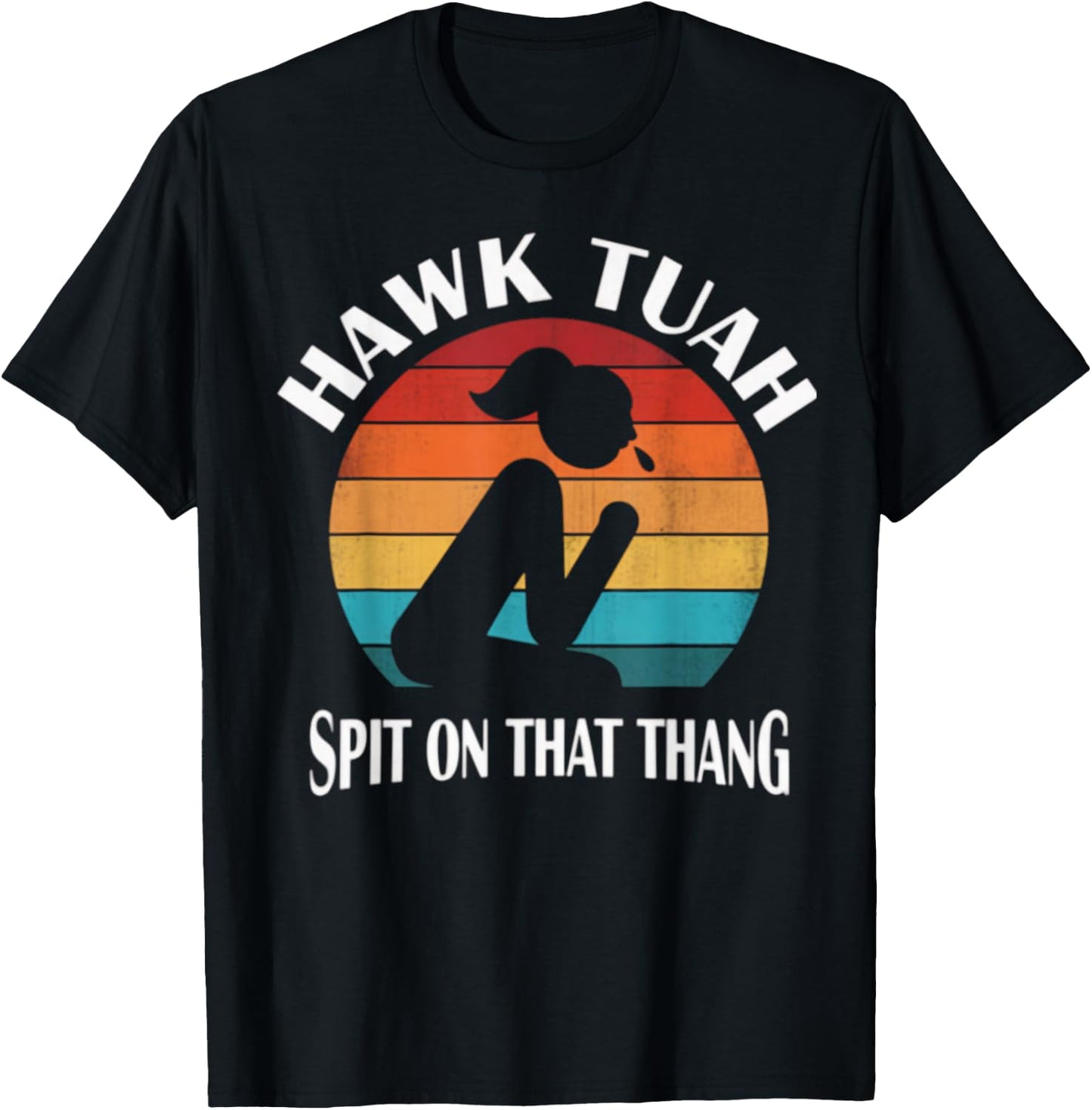 Hawk Tuah Retro Sunset Design T-Shirt - T-Shirt | Black