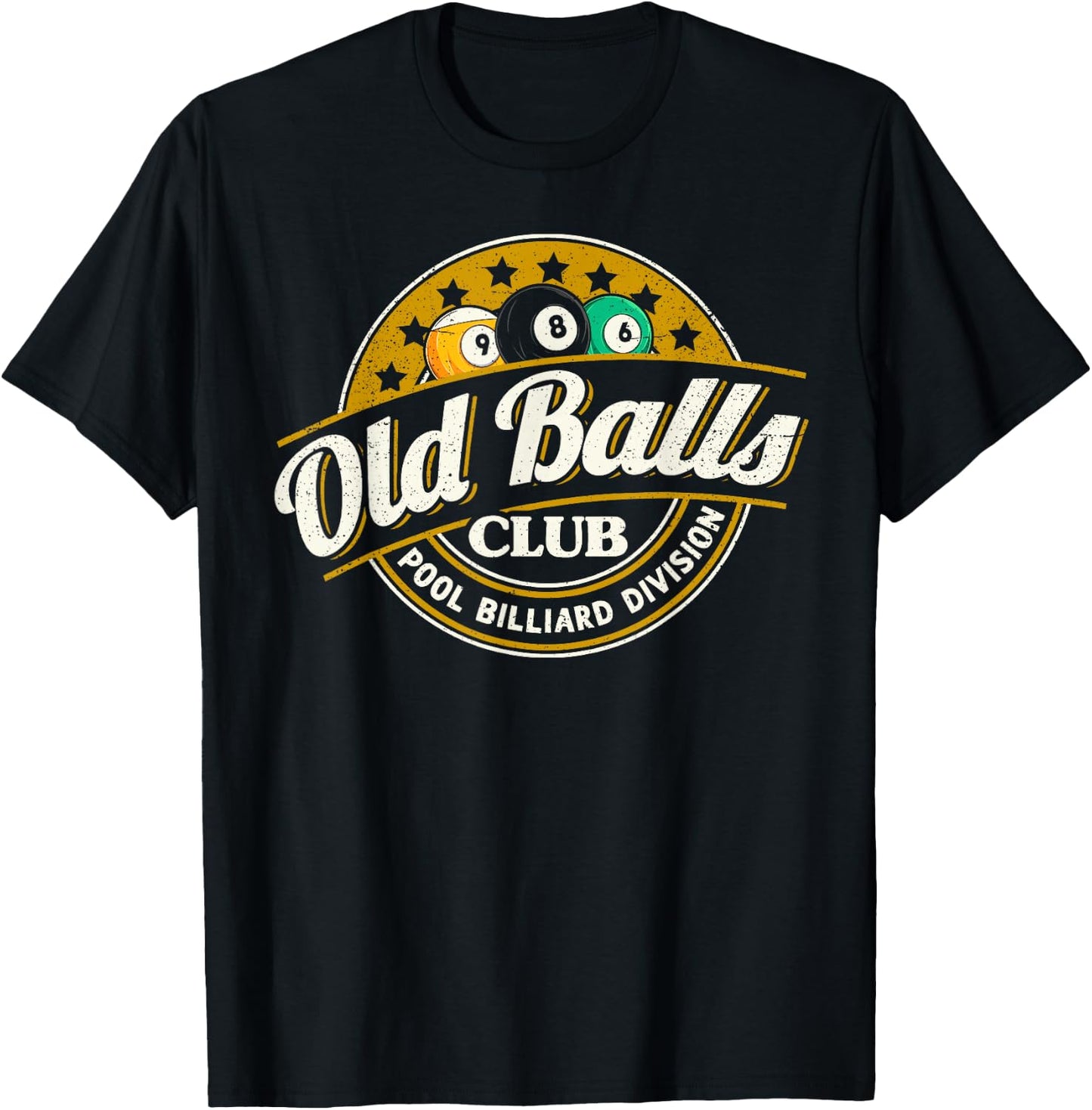 Old Balls Club Pool 8 Ball Billiards Division T-Shirt - T-Shirt | Black