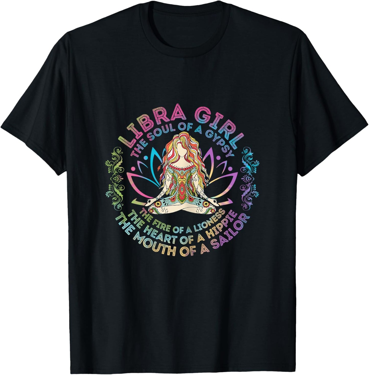 Libra Girl The Soul Of A Gypsy Birthday Hippie Soul T-Shirt - T-Shirt | Black