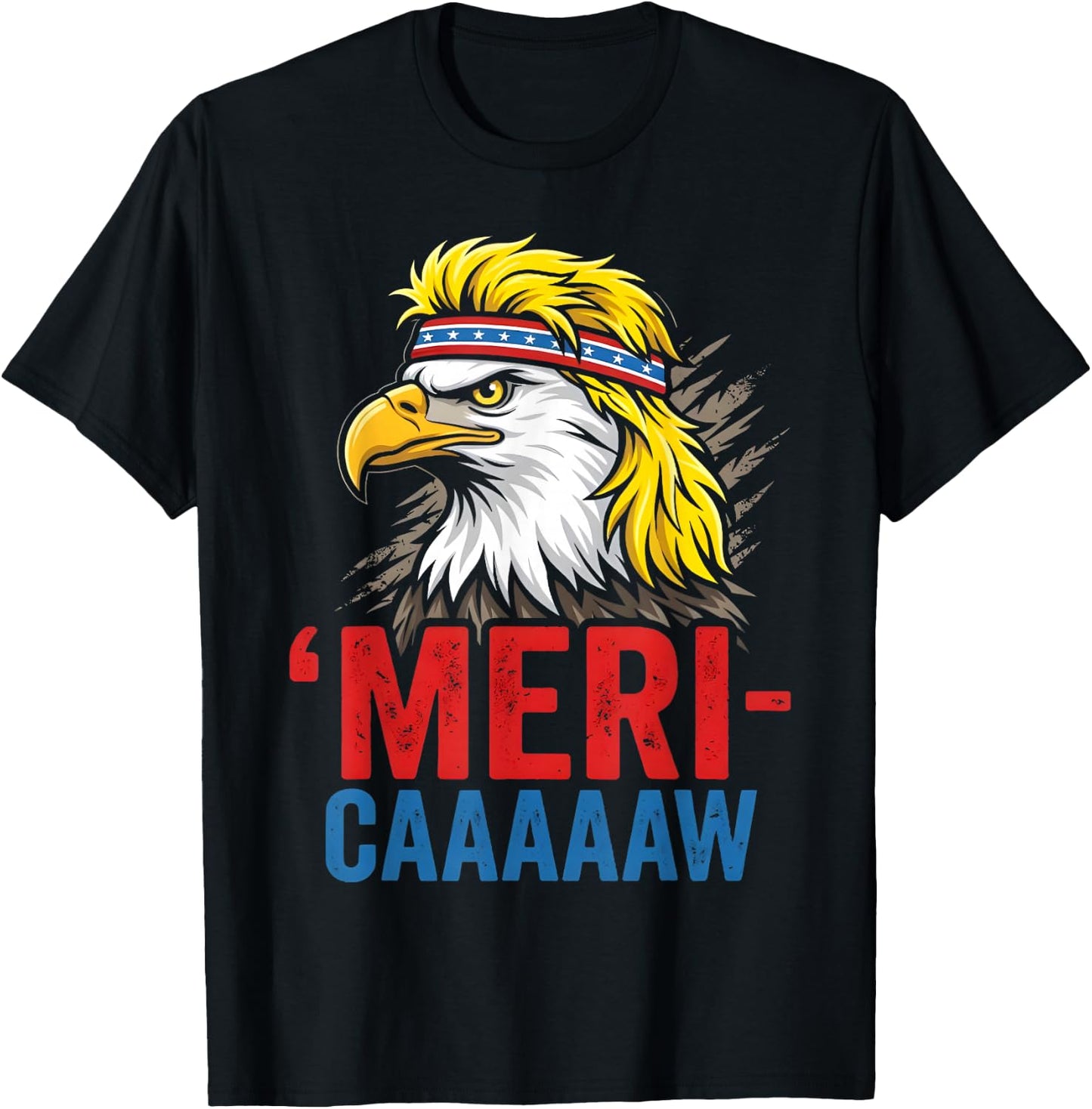 4th of July Eagle Meri-Caw Freedom Patriotic Men Women Kids T-Shirt - T-Shirt | Black