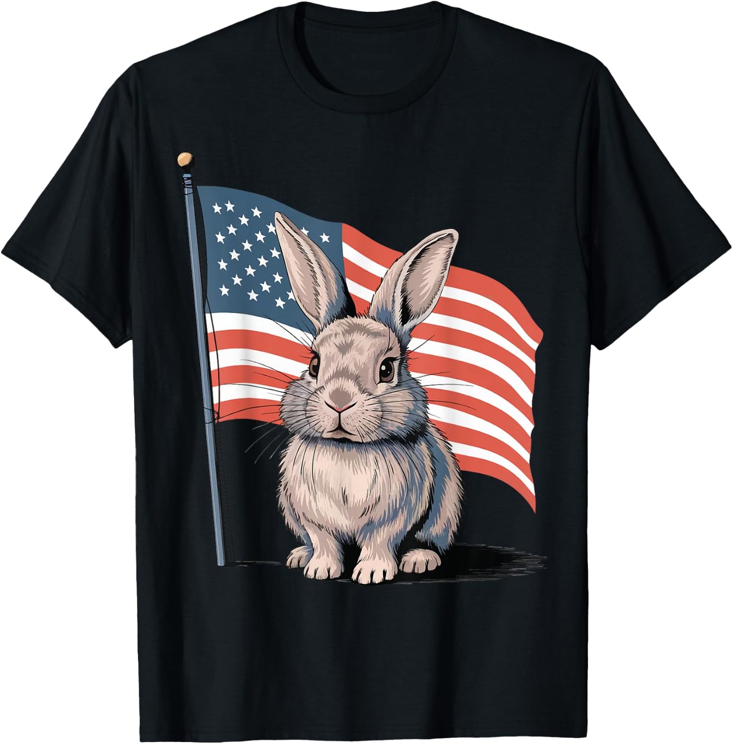 Rabbit USA Flag Easter T-Shirt - T-Shirt | Black
