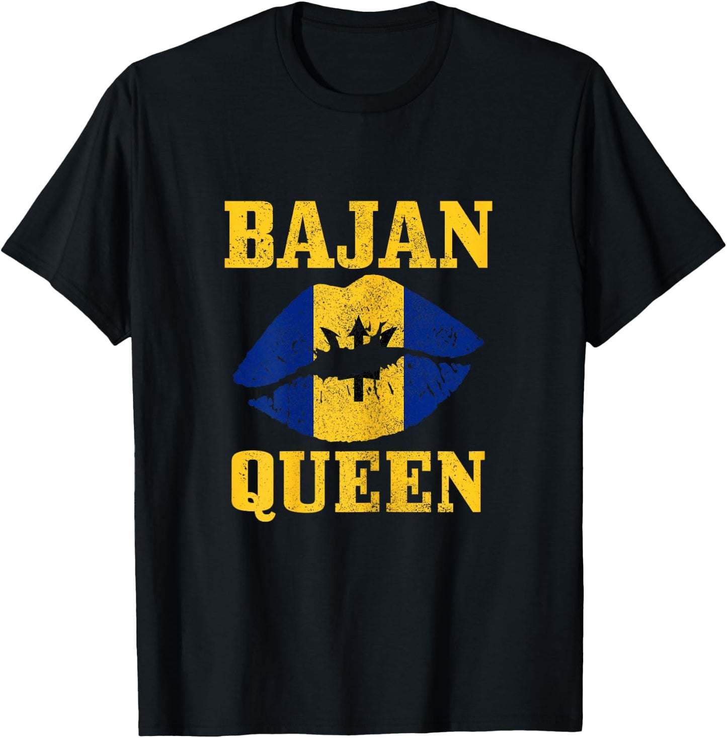 Bajan Queen Barbados Flag Pride Vintage Girl Women T-Shirt - T-Shirt | Black