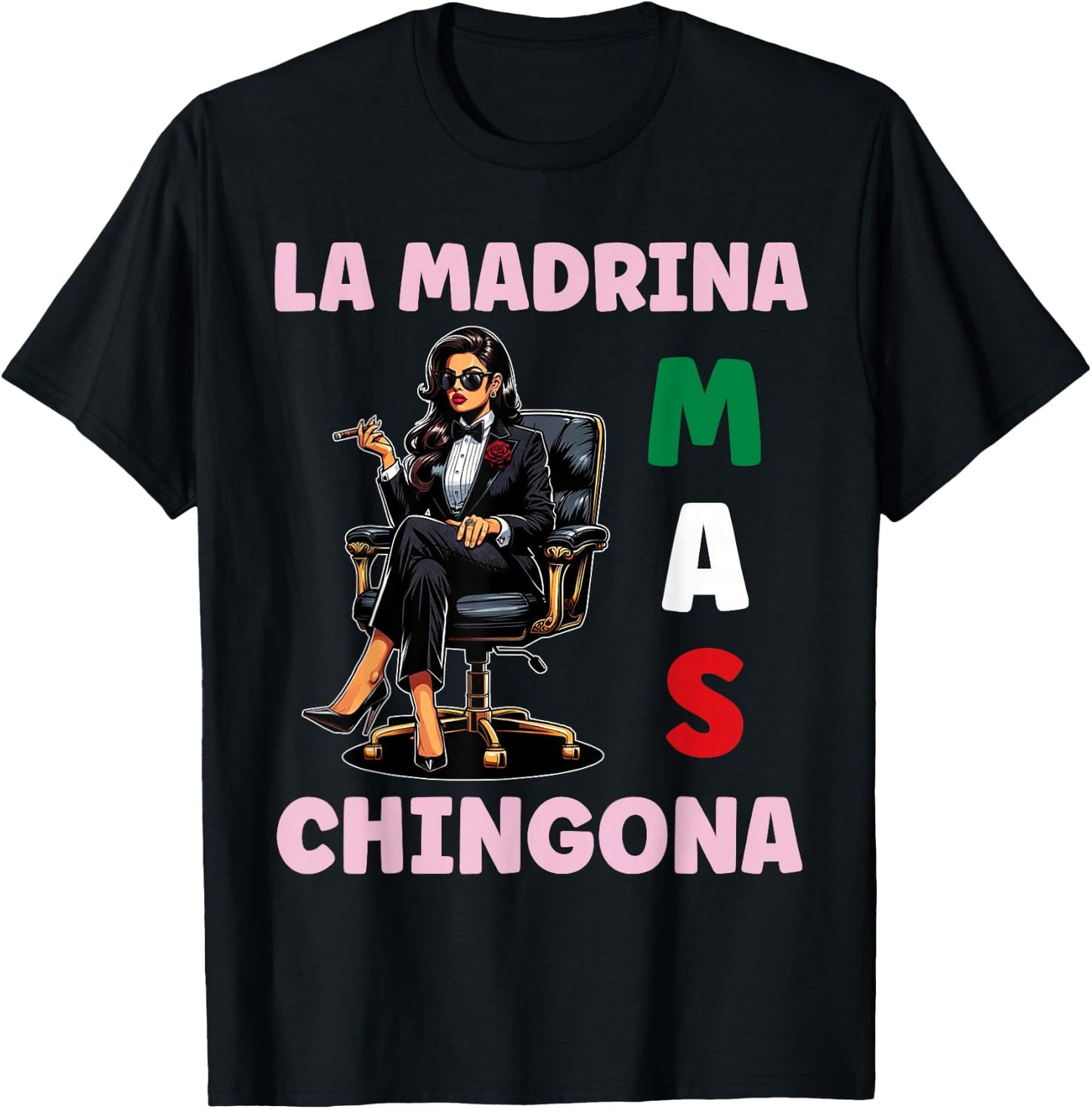 Funny Mexican Baptism Design - La Madrina Mas Chingona T-Shirt - T-Shirt | Black