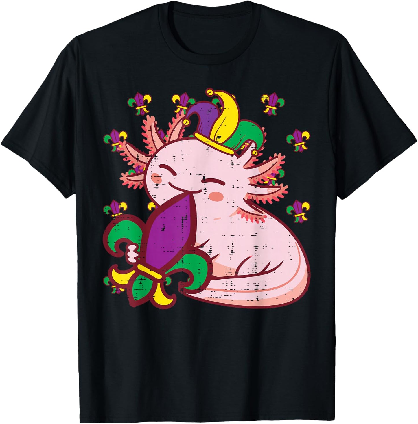 Mardi Gras Axolotl Fat Tuesday Boys Girls Kids Women Men T-Shirt - T-Shirt | Black