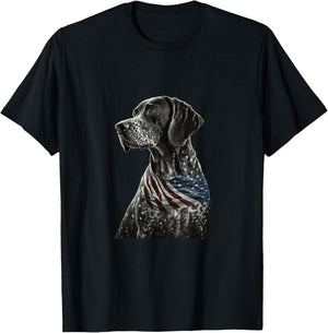 German Shorthair Pointer 4th July Funny GSP Mom Dad T-Shirt - T-Shirt | Black