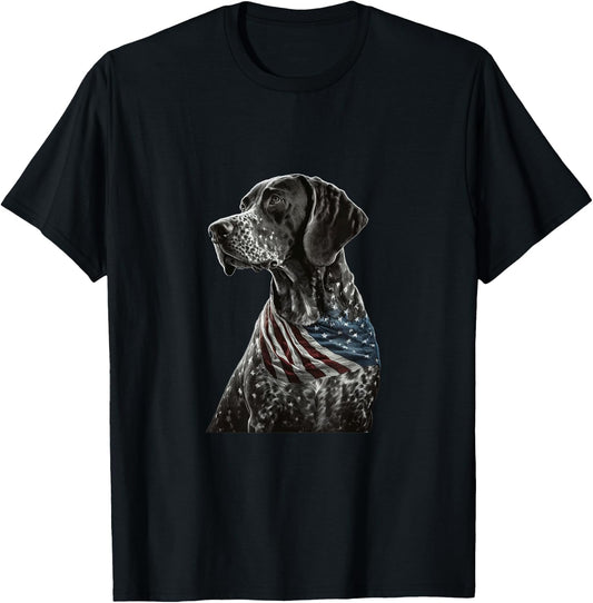 German Shorthair Pointer 4th July Funny GSP Mom Dad T-Shirt - T-Shirt | Black