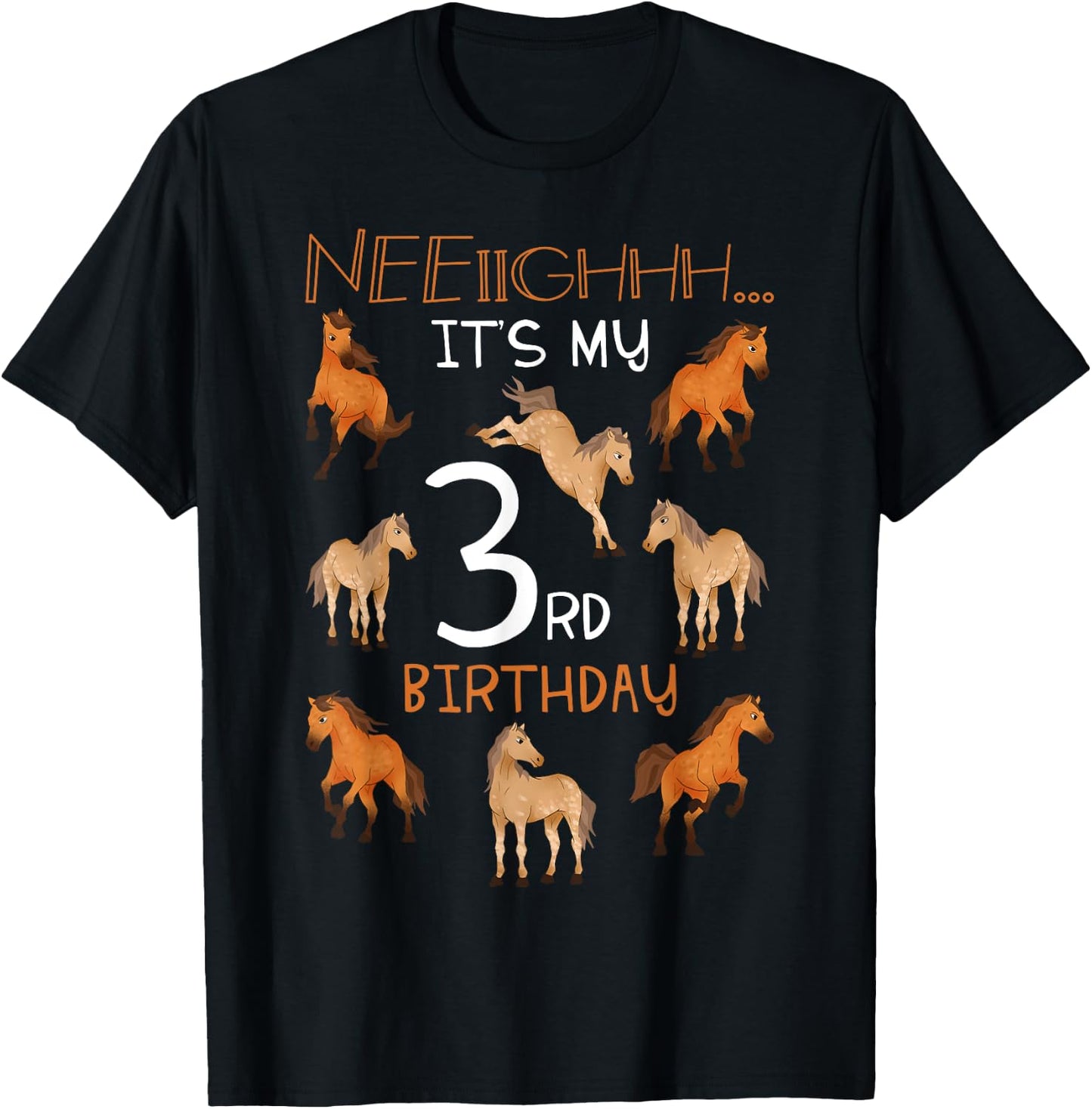 Neeiighhh It's My 3rd Birthday Horse Theme Bday Party 3 T-Shirt - T-Shirt | Black