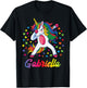 Gabriella Dabbing Unicorn Rainbow Personalized Name Custom T-Shirt - T-Shirt | Black