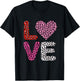 Love Heart Cute Valentine's Day Leopard Cheetah Print T-Shirt - T-Shirt | Black