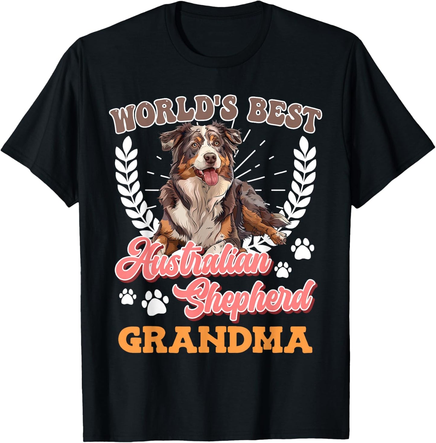Dog Grandma World's Best Australian Shepherd Grandma Aussie T-Shirt - T-Shirt | Black