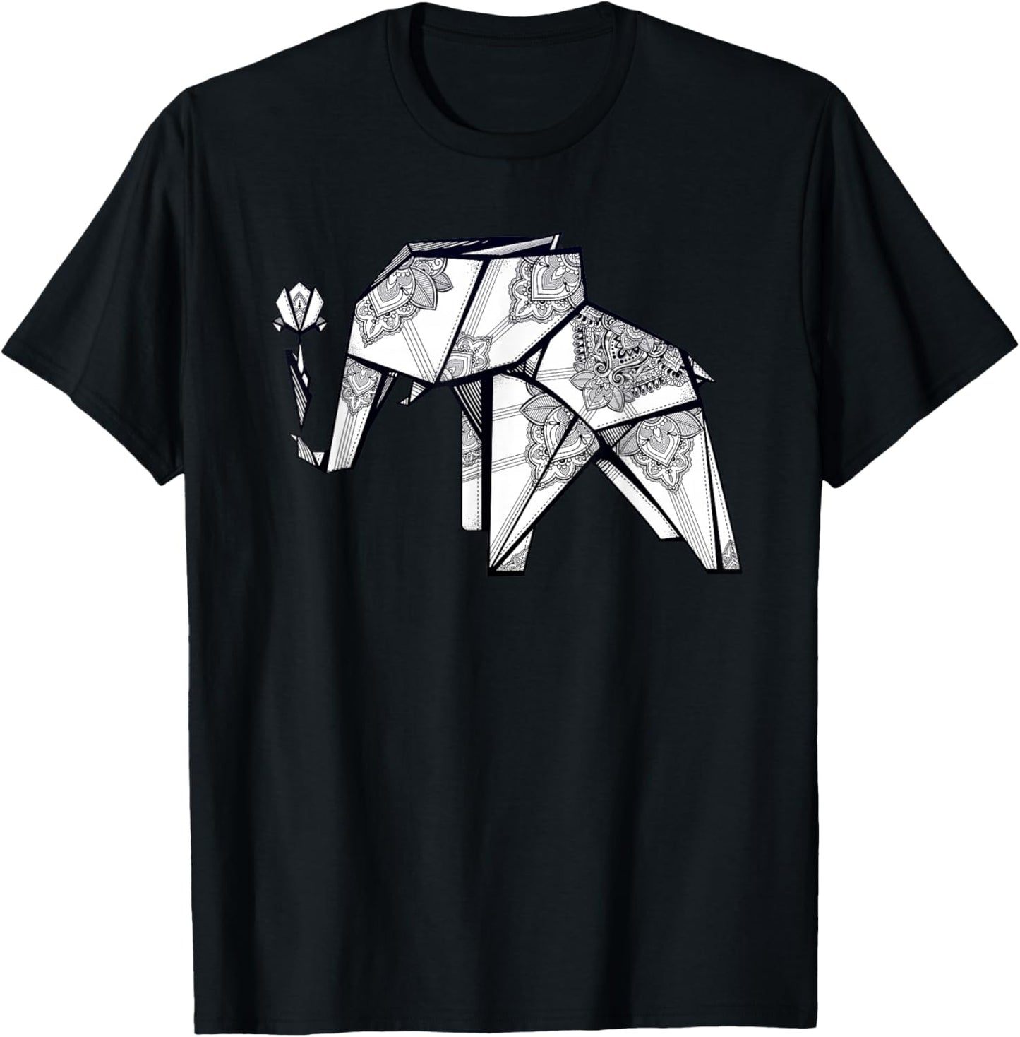 Stay Weird - Origami Elephant - Geometric Boho T-Shirt - T-Shirt | Black