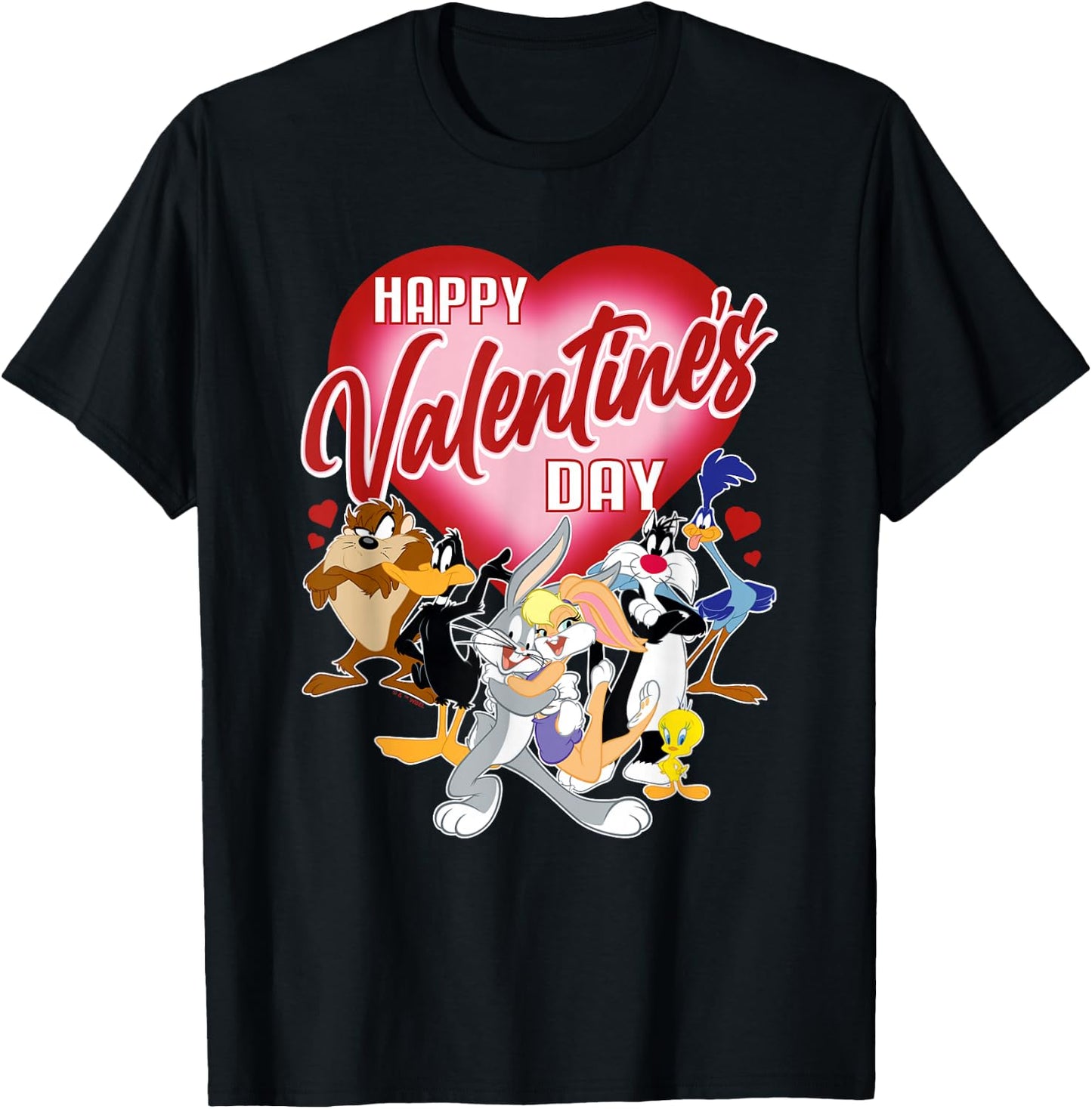 Looney Tunes Valentines Day Bugs Lola Tweety Taz Daffy T-Shirt - T-Shirt | Black